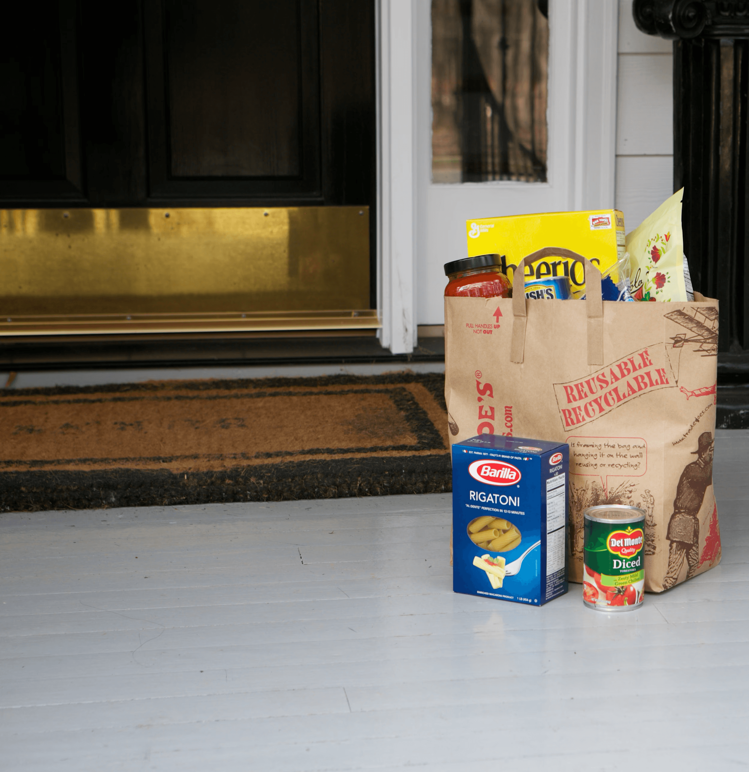 Bag of groceries on a porch