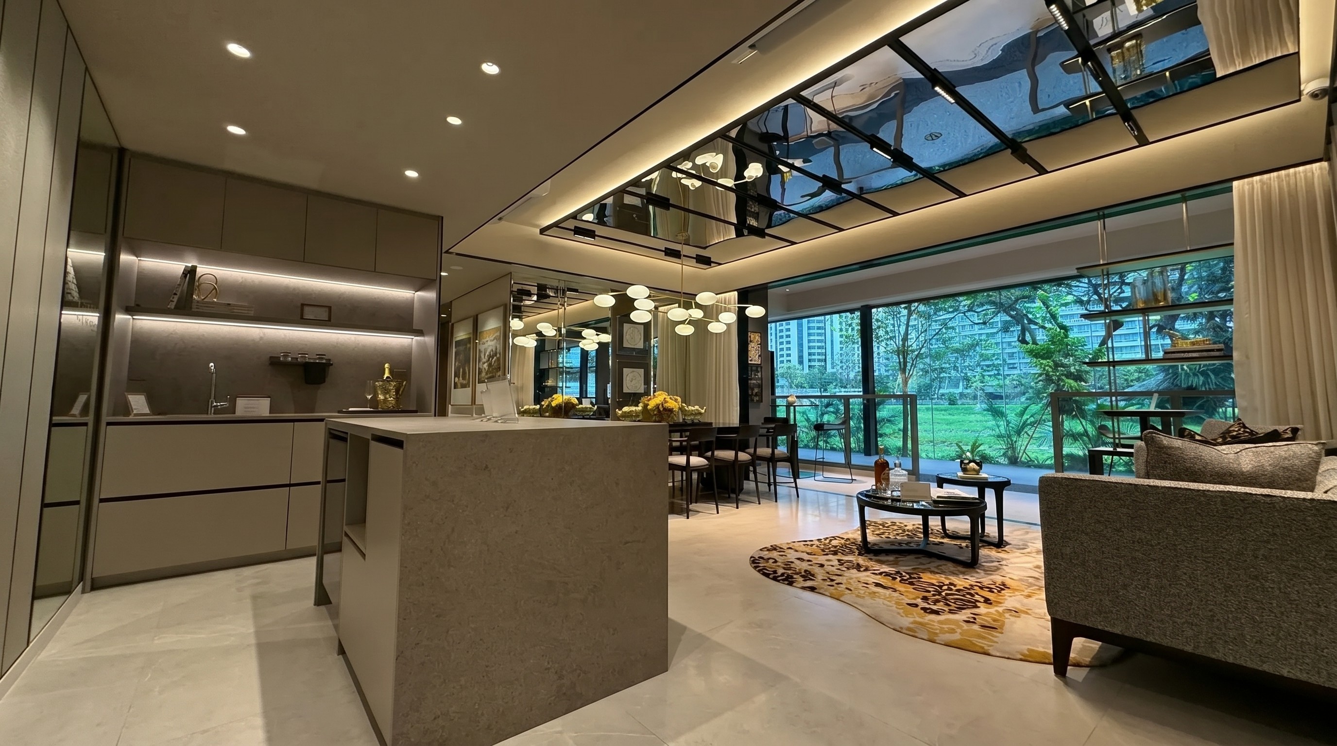 Modern bathroom featuring wooden cabinetry, a bathtub, a sleek sink, and natural light from a window.