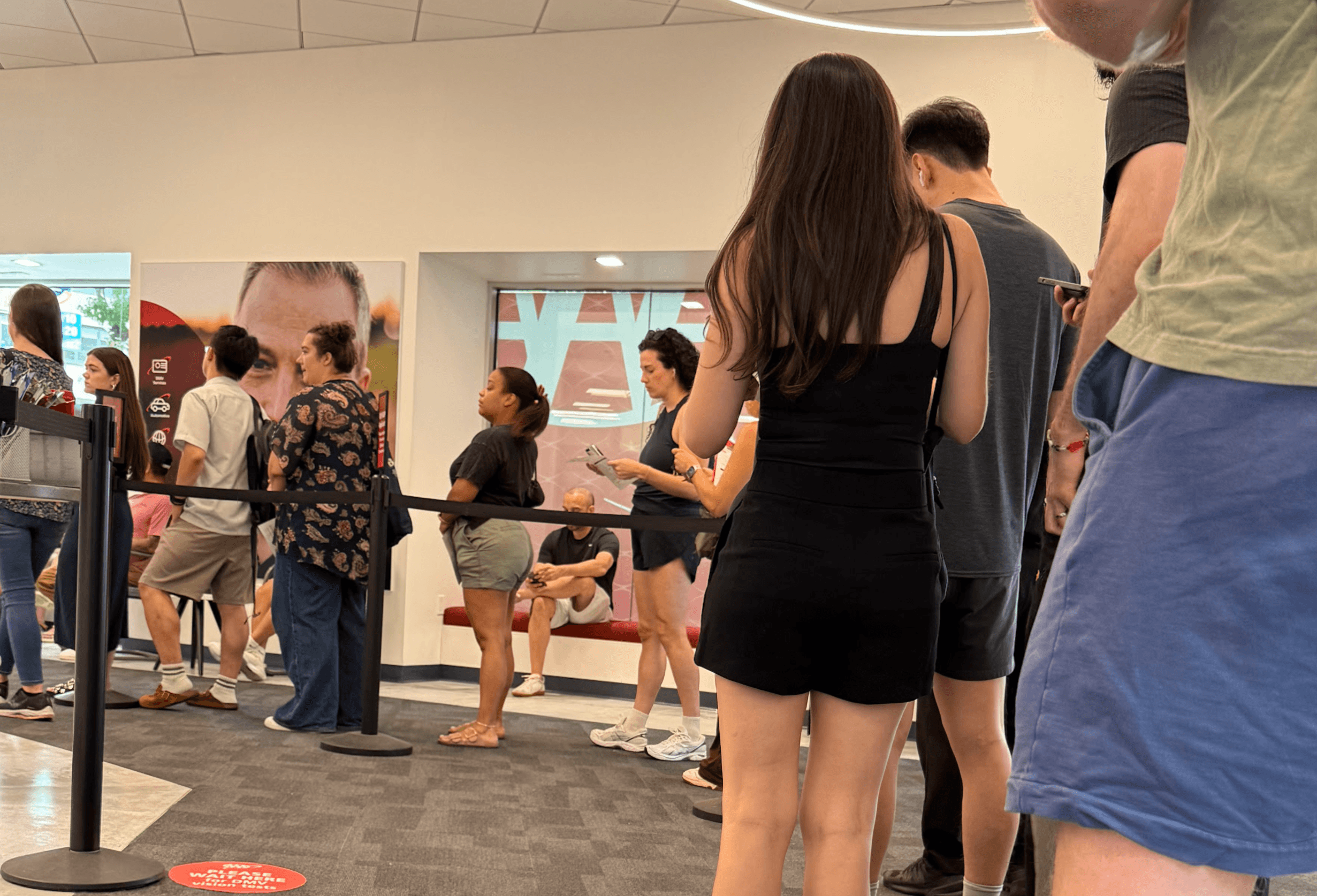 Line at the AAA branch in Manhattan