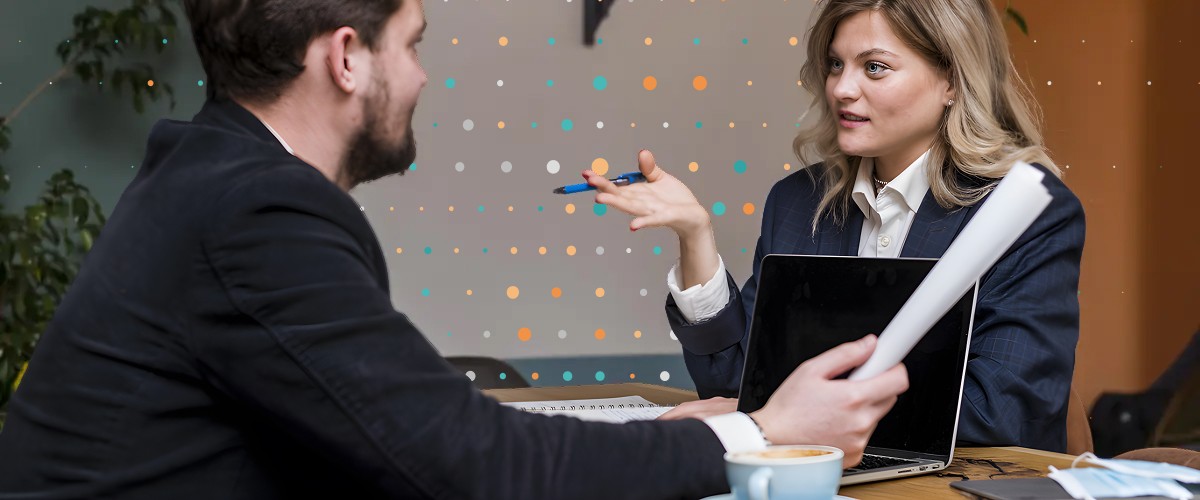 two people having a meeting
