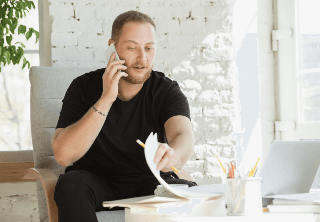 man working on a laptop representing balancing career and healthy habits