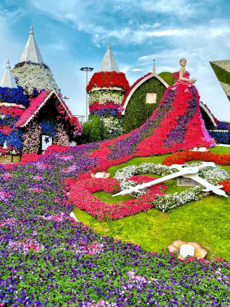 dubai miracle garden flower dress lady