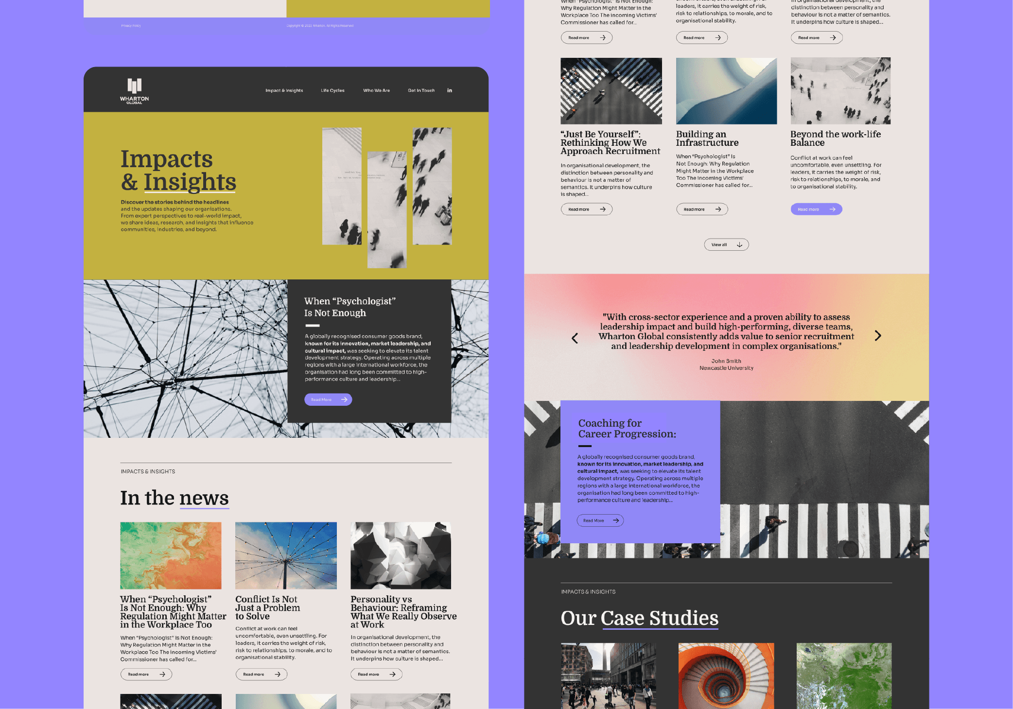webite mock up showing the insights page