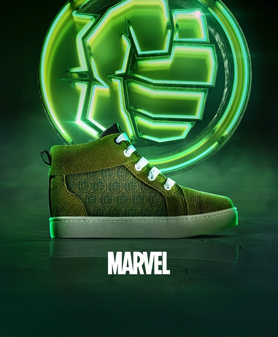 Concept footwear design exploring a Clarks Originals × Marvel collaboration