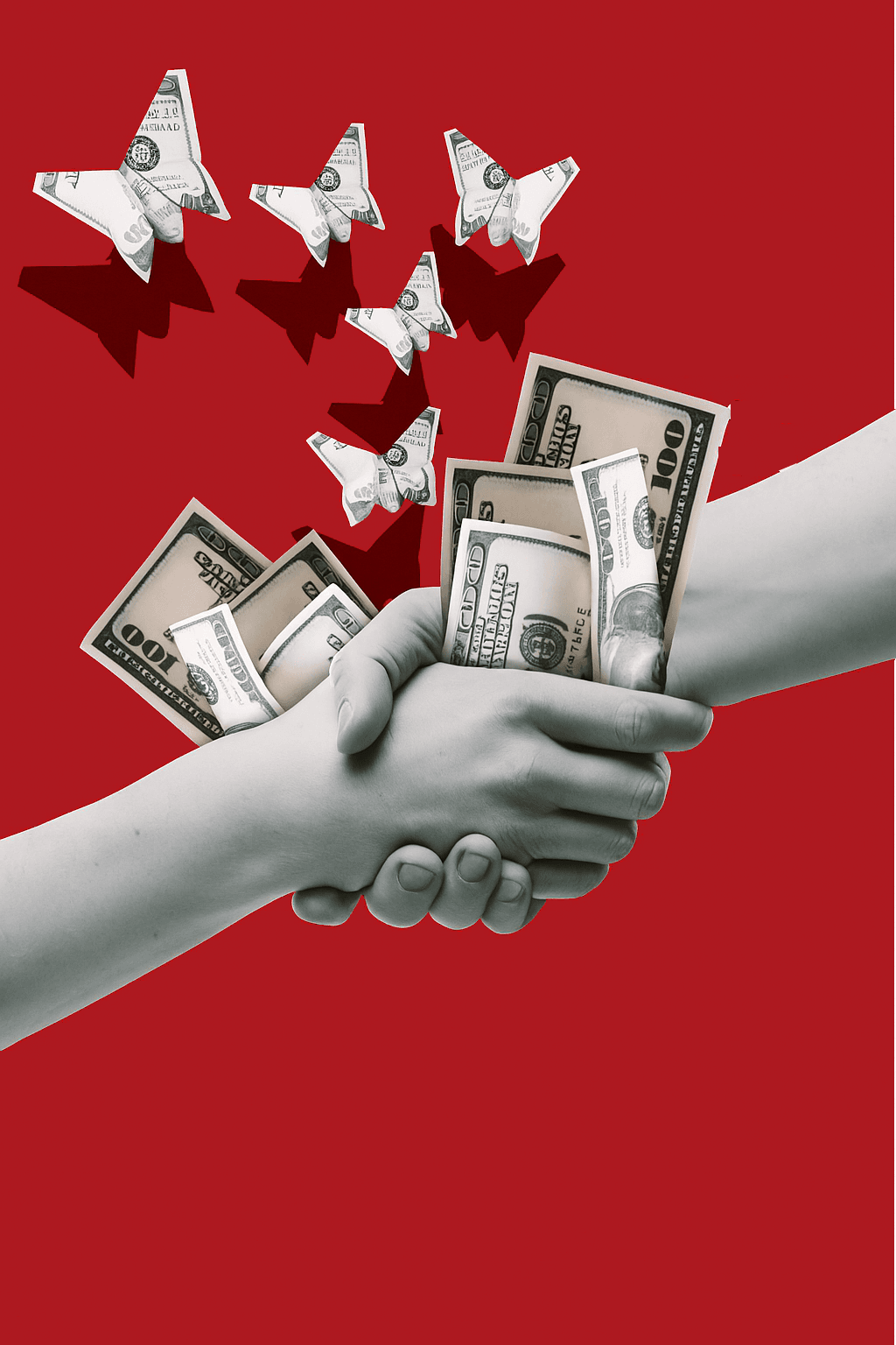 Red and black 3D cube mockup on a table