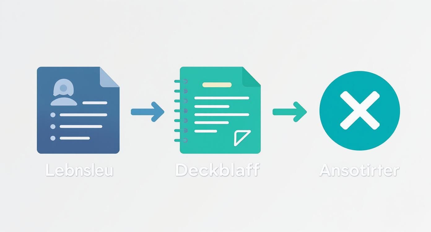Infografik, die den empfohlenen Ort für ein Bewerbungsfoto im Lebenslauf im Vergleich zum Deckblatt und Anschreiben zeigt