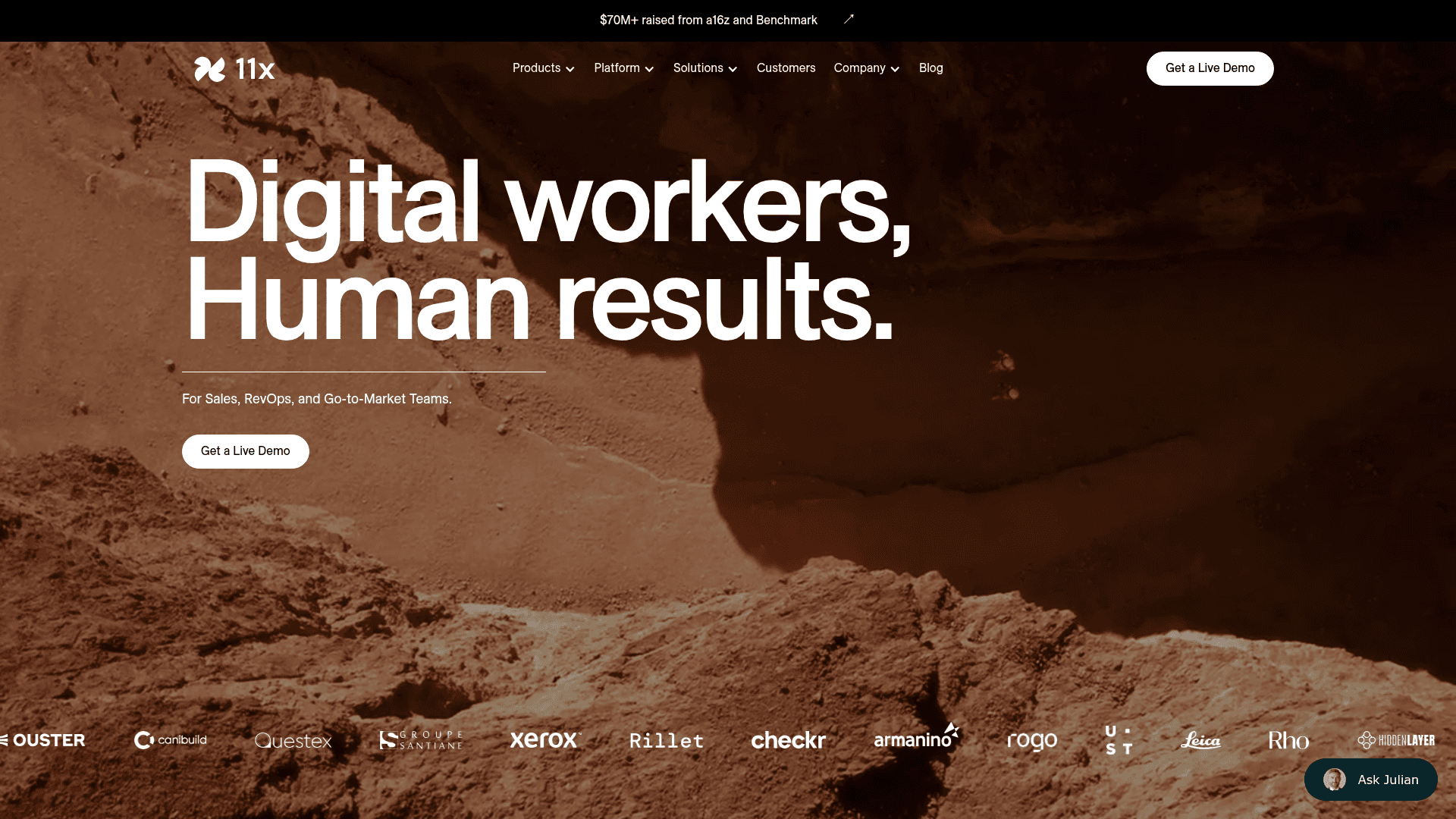 Screenshot of https://11x.ai