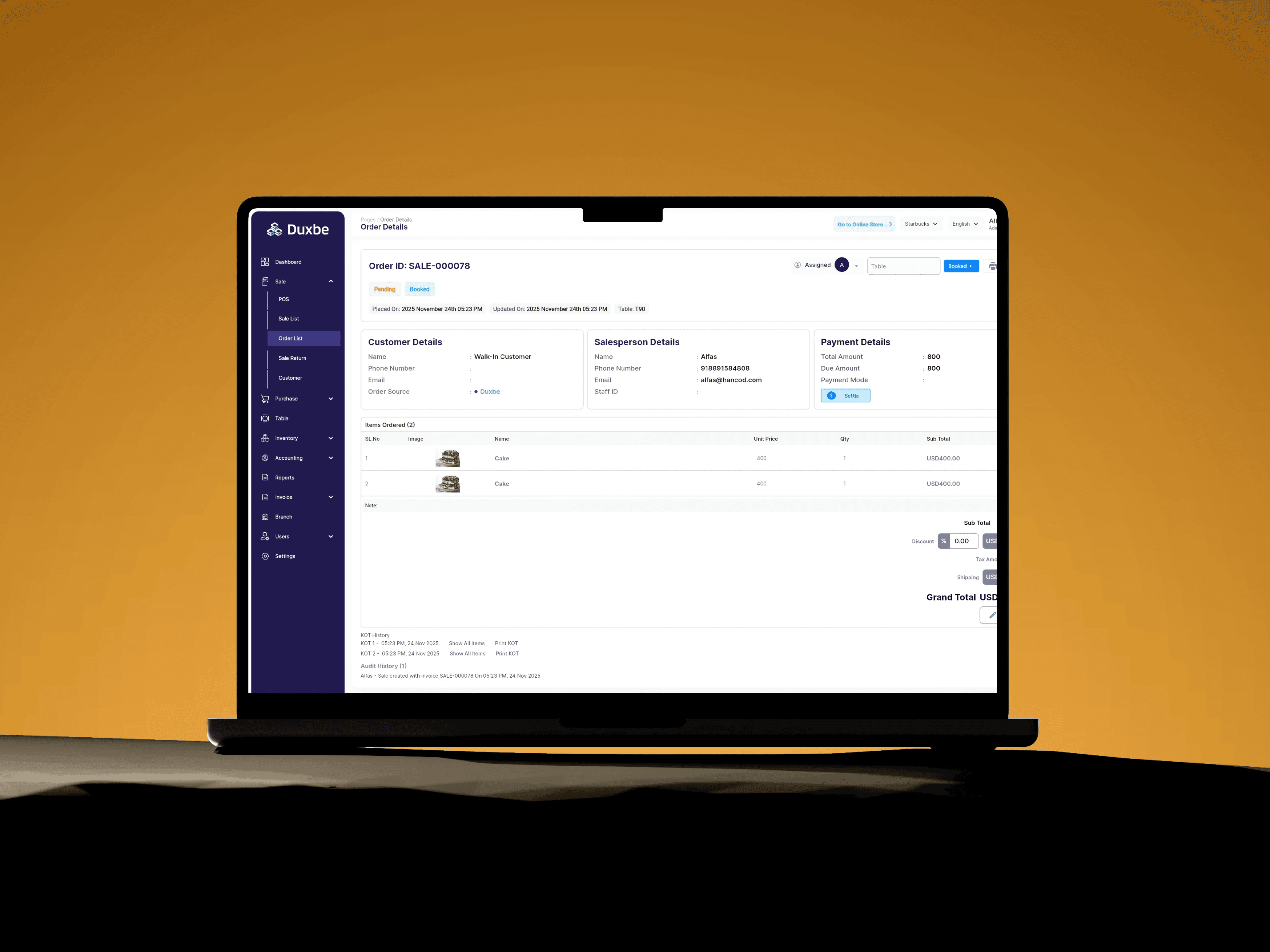 Business dashboard showing ERP order list , inventory status, payment details, and order tracking interface.