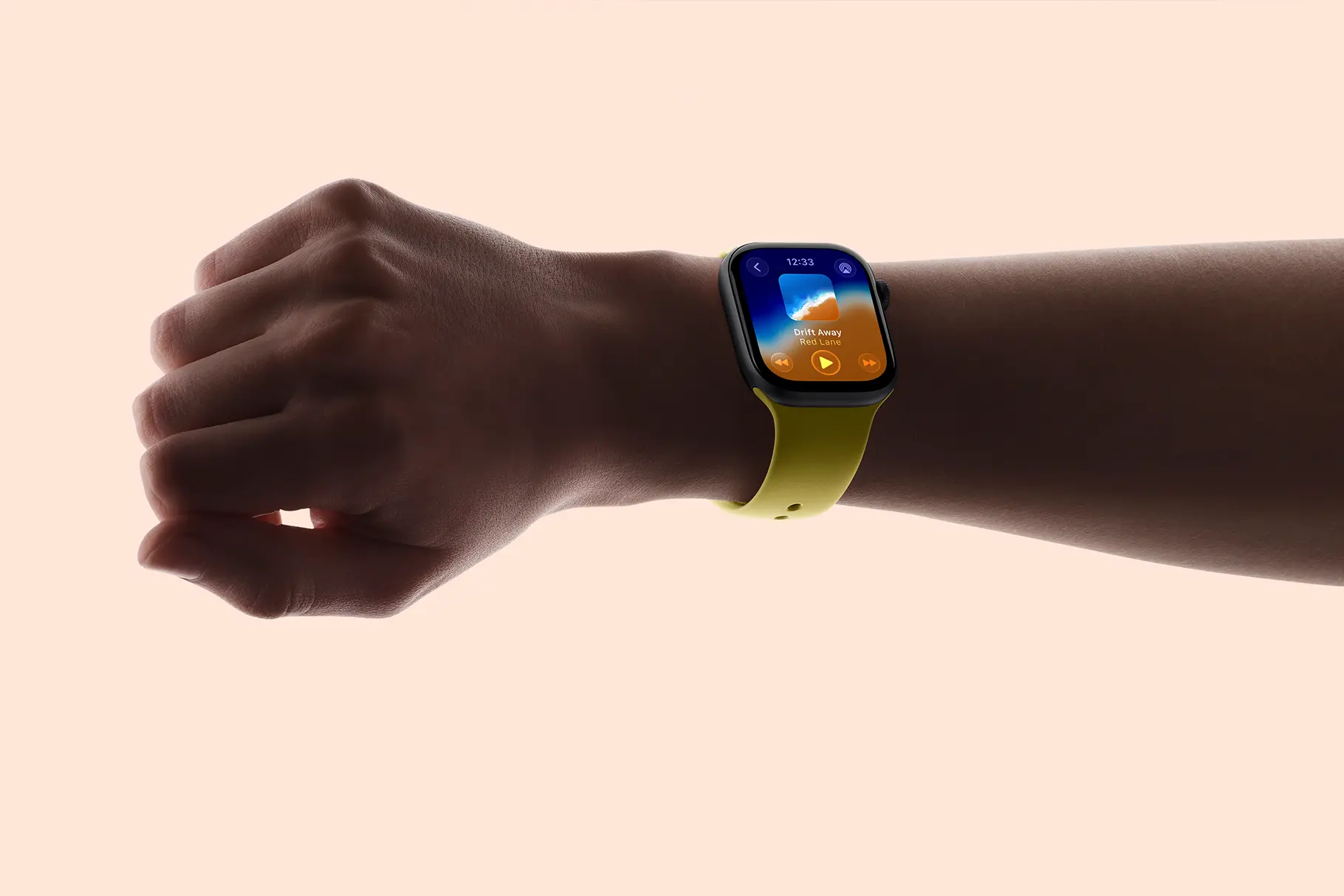 Apple Watch Series 11 in-hand mockup featuring a realistic wrist pose and customizable smartwatch display.