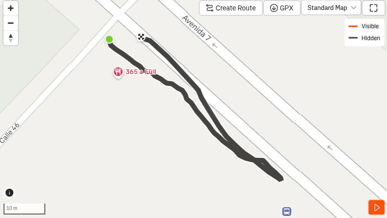 GPS track of the moving Reflector during a dynamic harsh-environment run along a city avenue