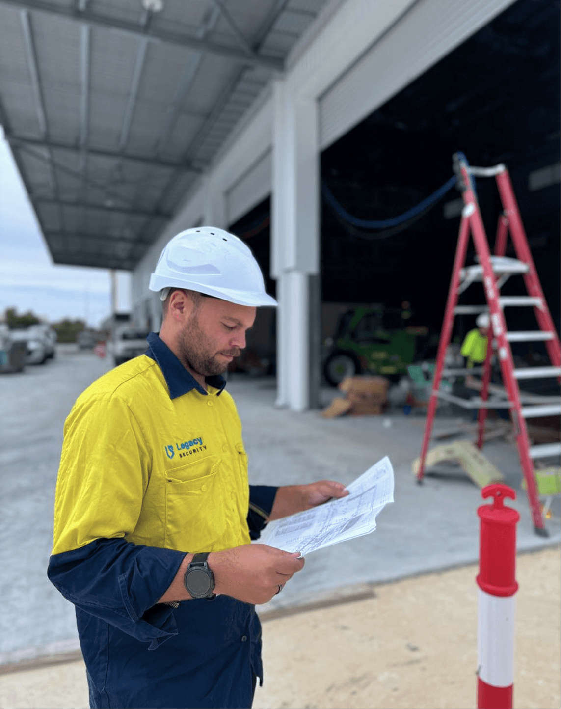 Securit technitian installing a camera