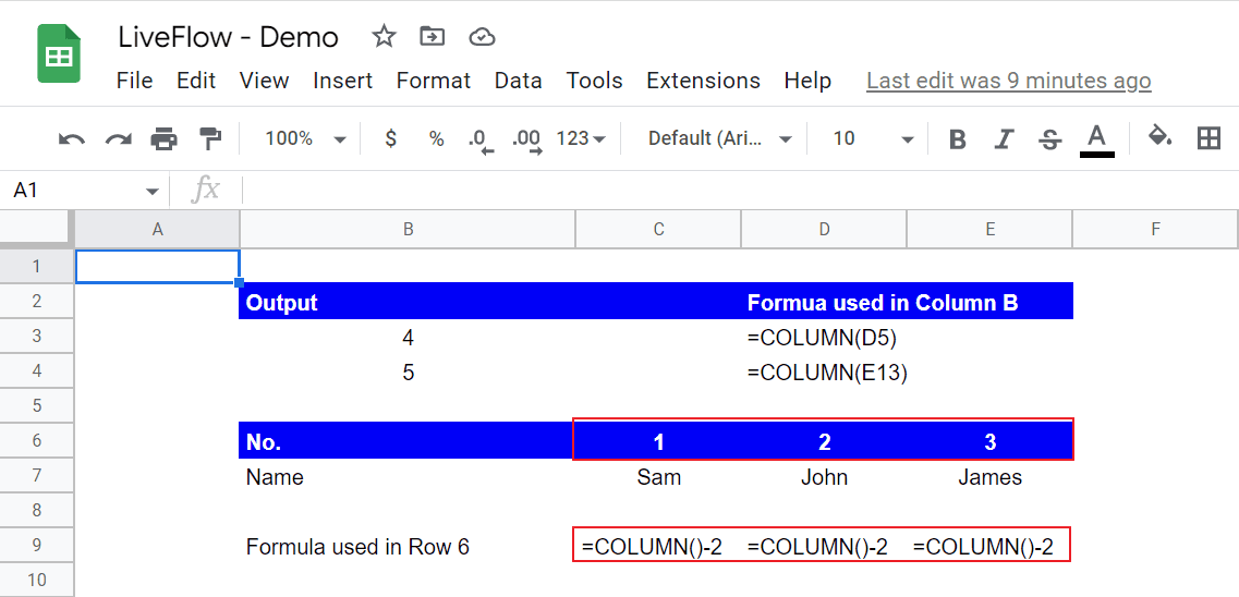 COLUMN Function in