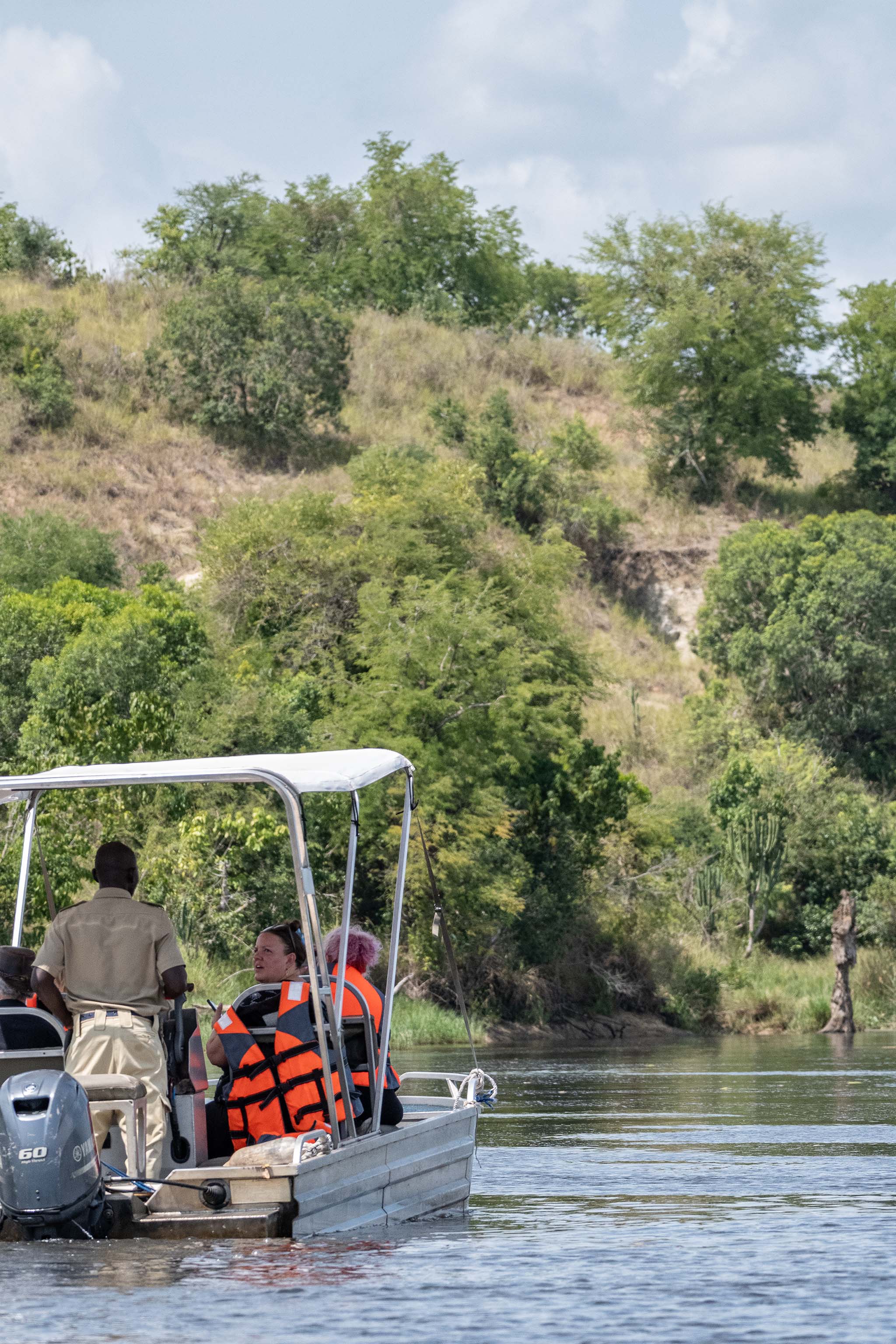 Tourists on a boat cruise in Lake Mburo National Park