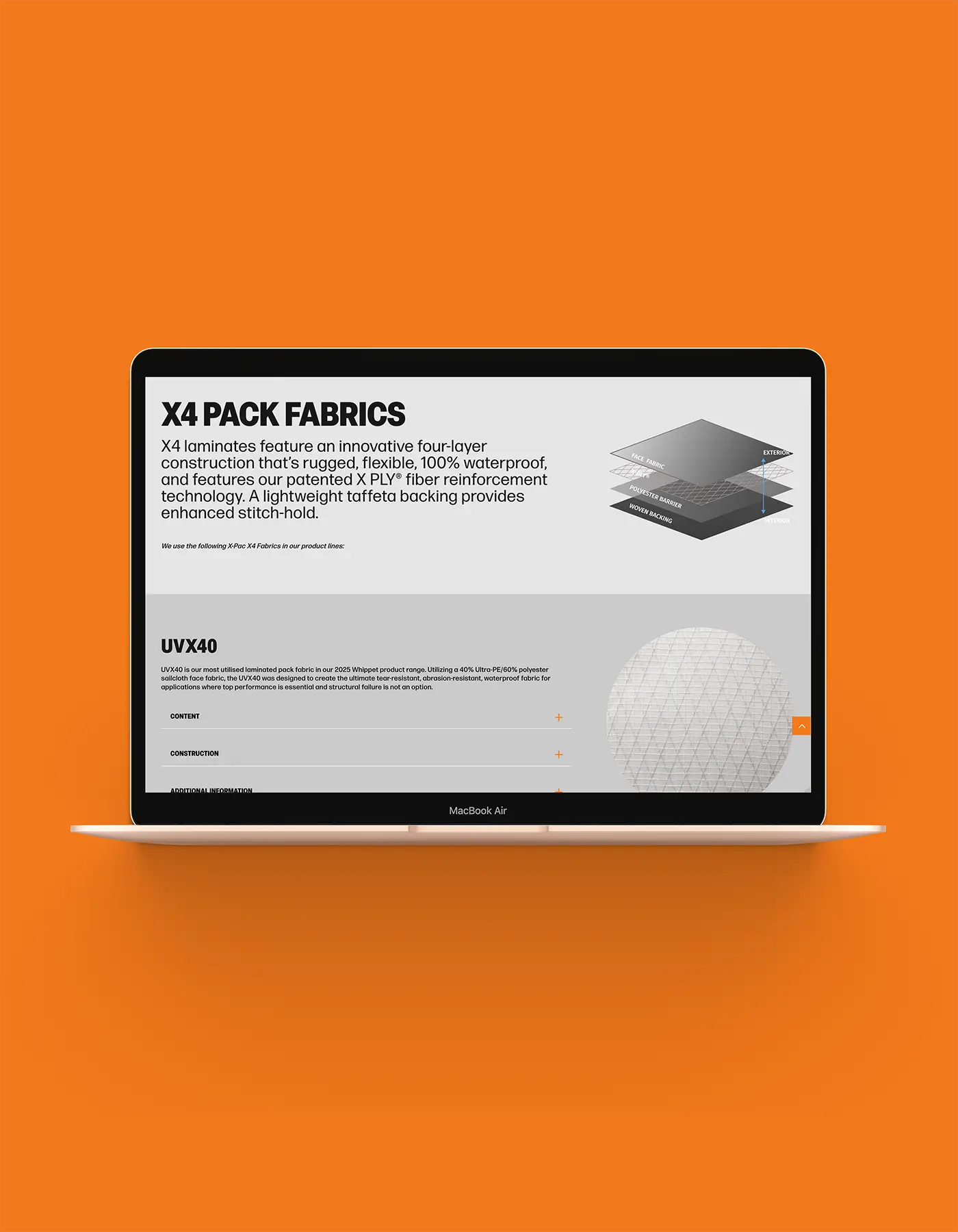 Whippet Mountain Gear Wordpress WooCommerce website product info page design.