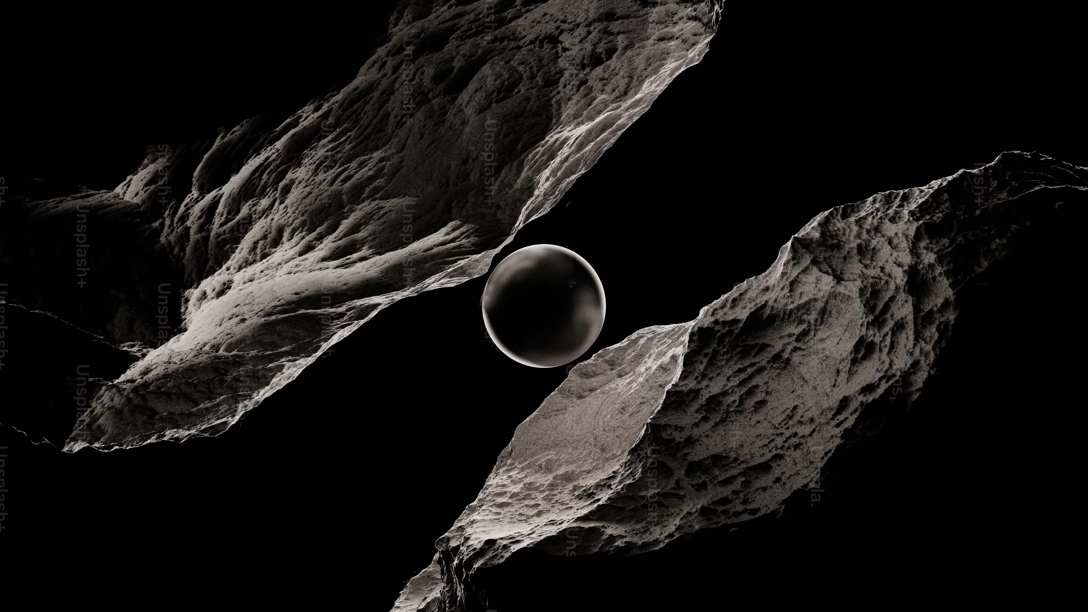 Several vertical beams of light in the darkness