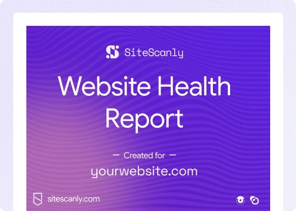 The front cover of a SiteScanly report