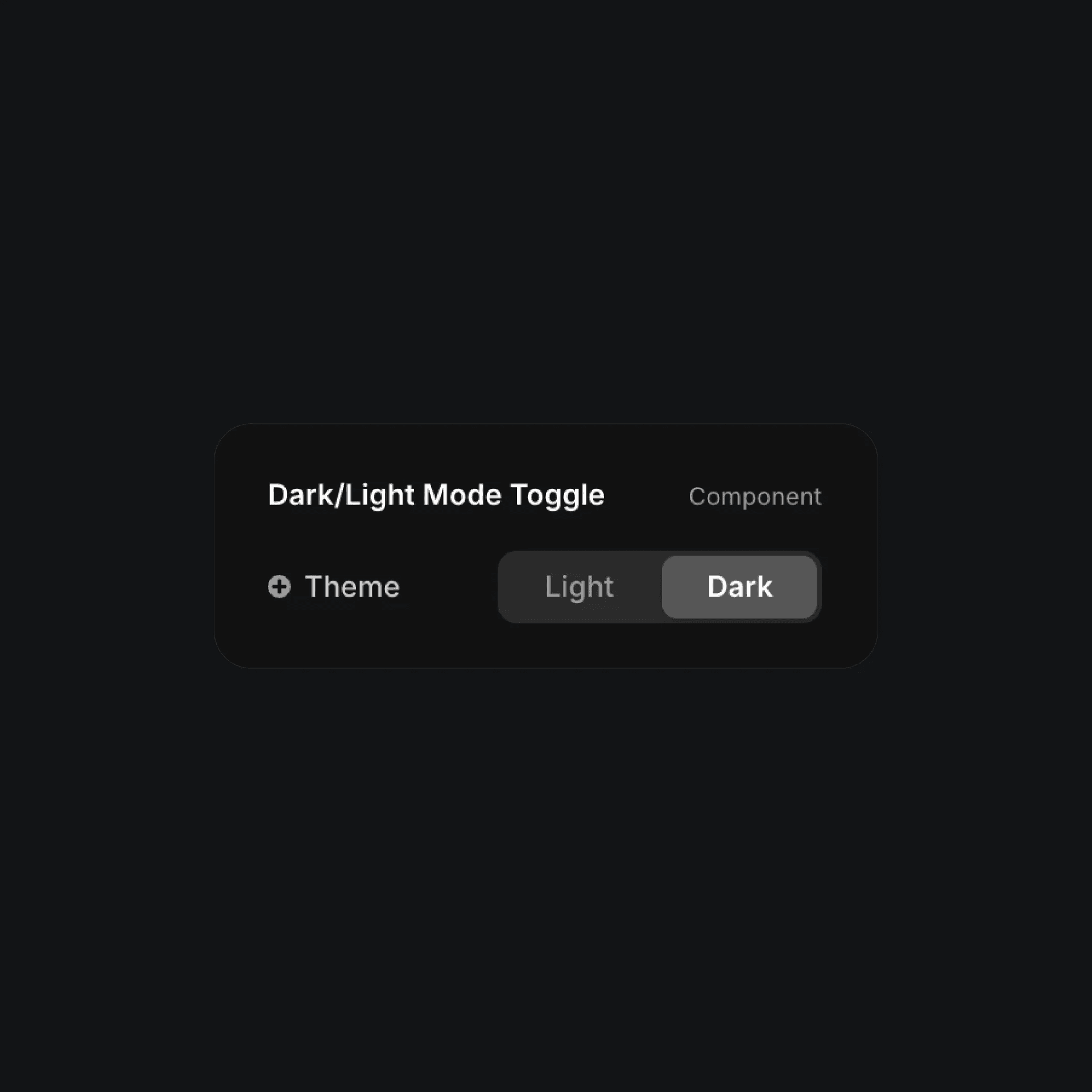 `Dark mode toggle component, dark option selected`