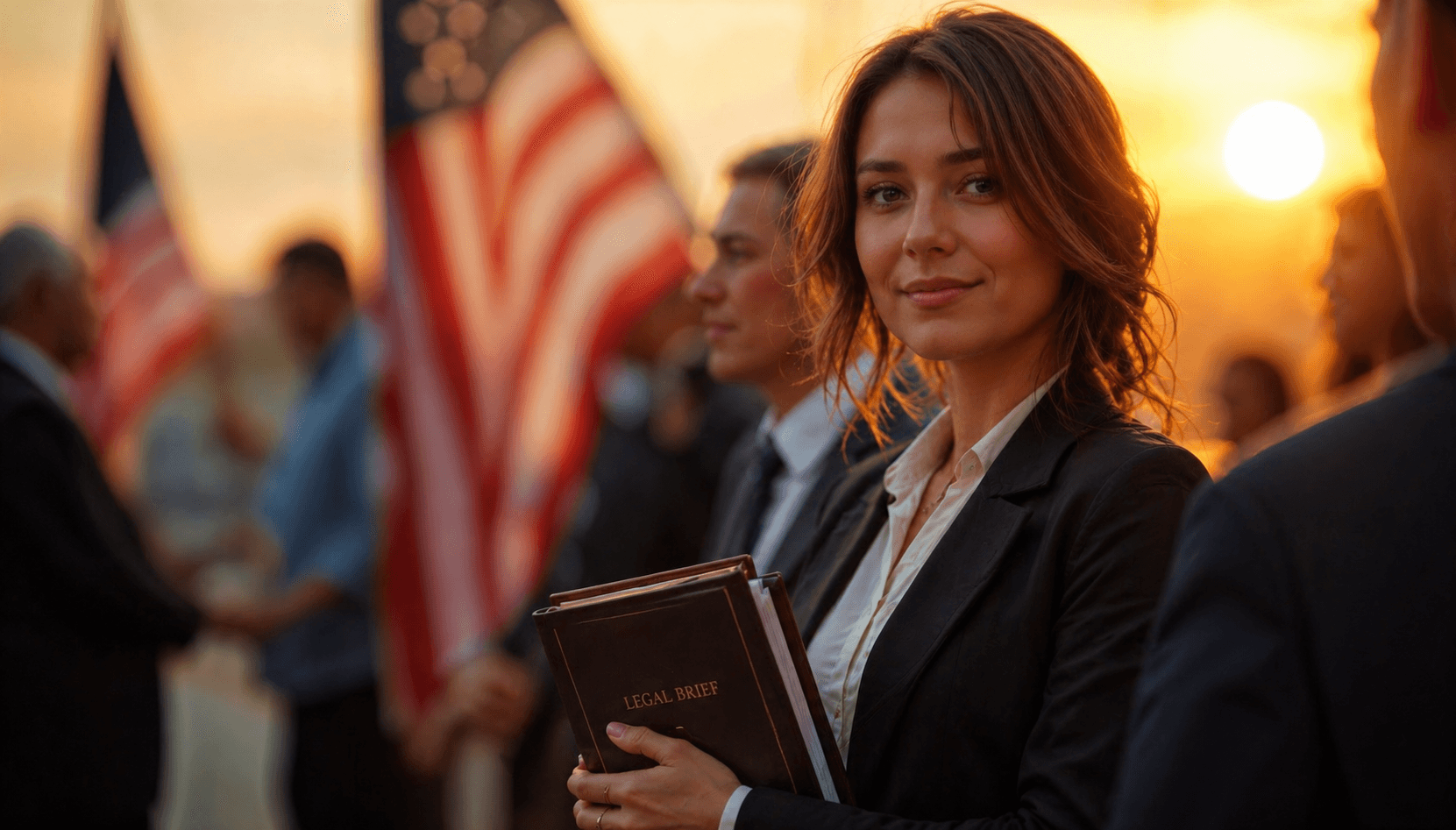Business team collaborating in meeting room with whiteboard and notes on wall and table.