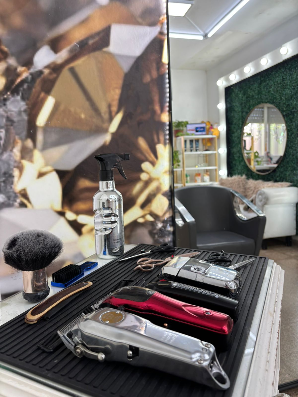 A girl with a beautiful smile stands at the reception in the Camelia beauty salon, awaiting visitors.