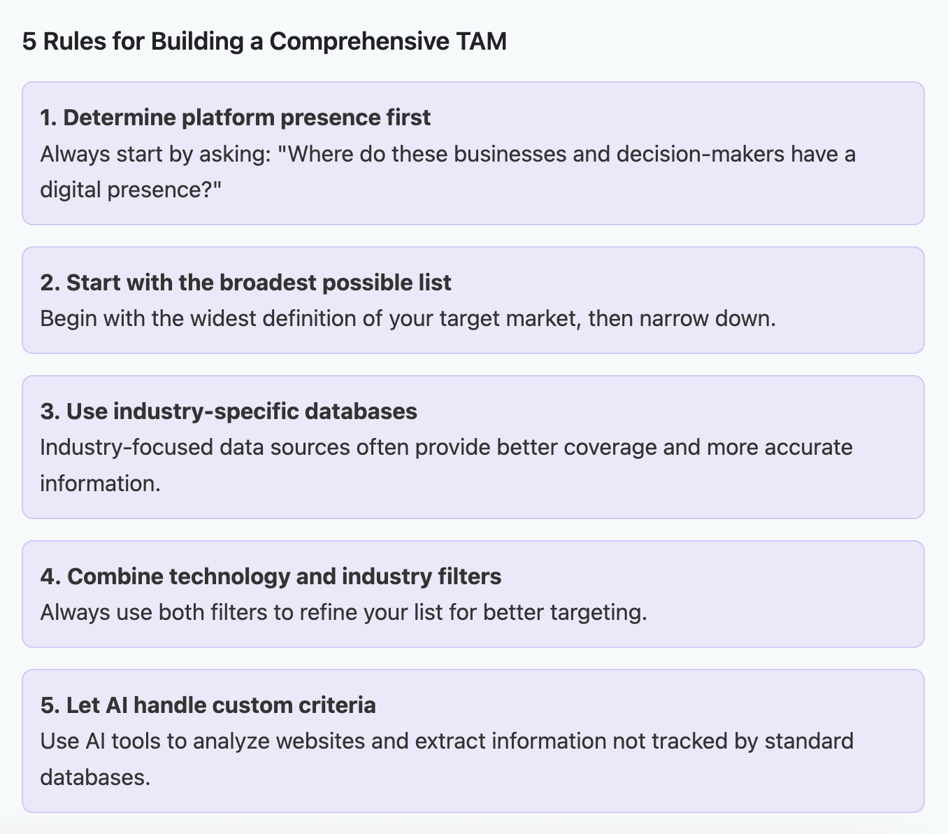 5 rules to build a TAM