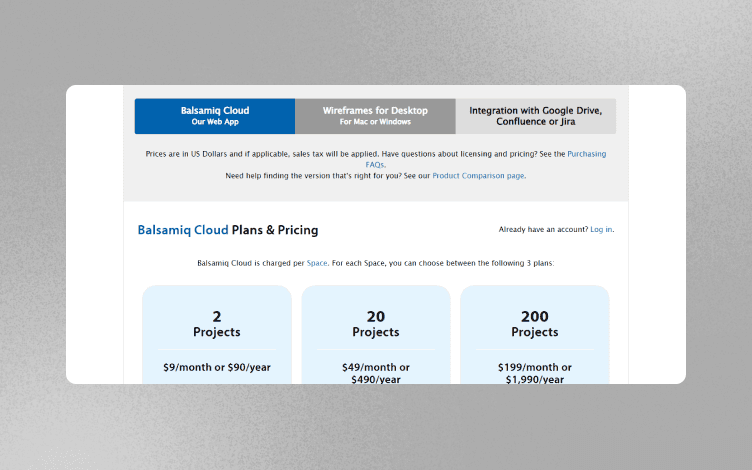 Balsamiq Pricing