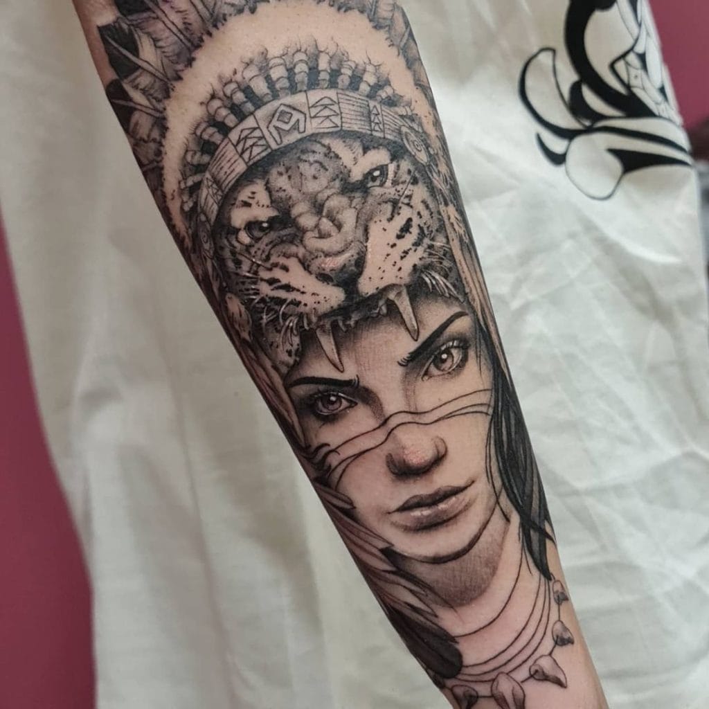 Tattoo portrait of a Native woman