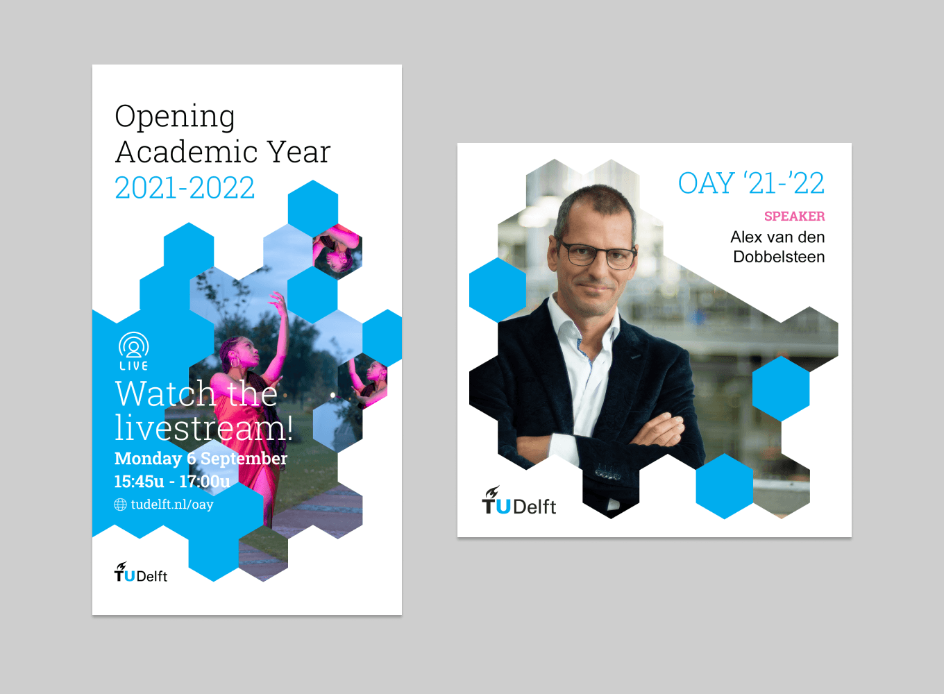 Grafische vormgeving van TU Delft Opening Academic Year als Freelance Brand Designer Michiel Nagtegaal - Mr. Upside uit Voorburg
