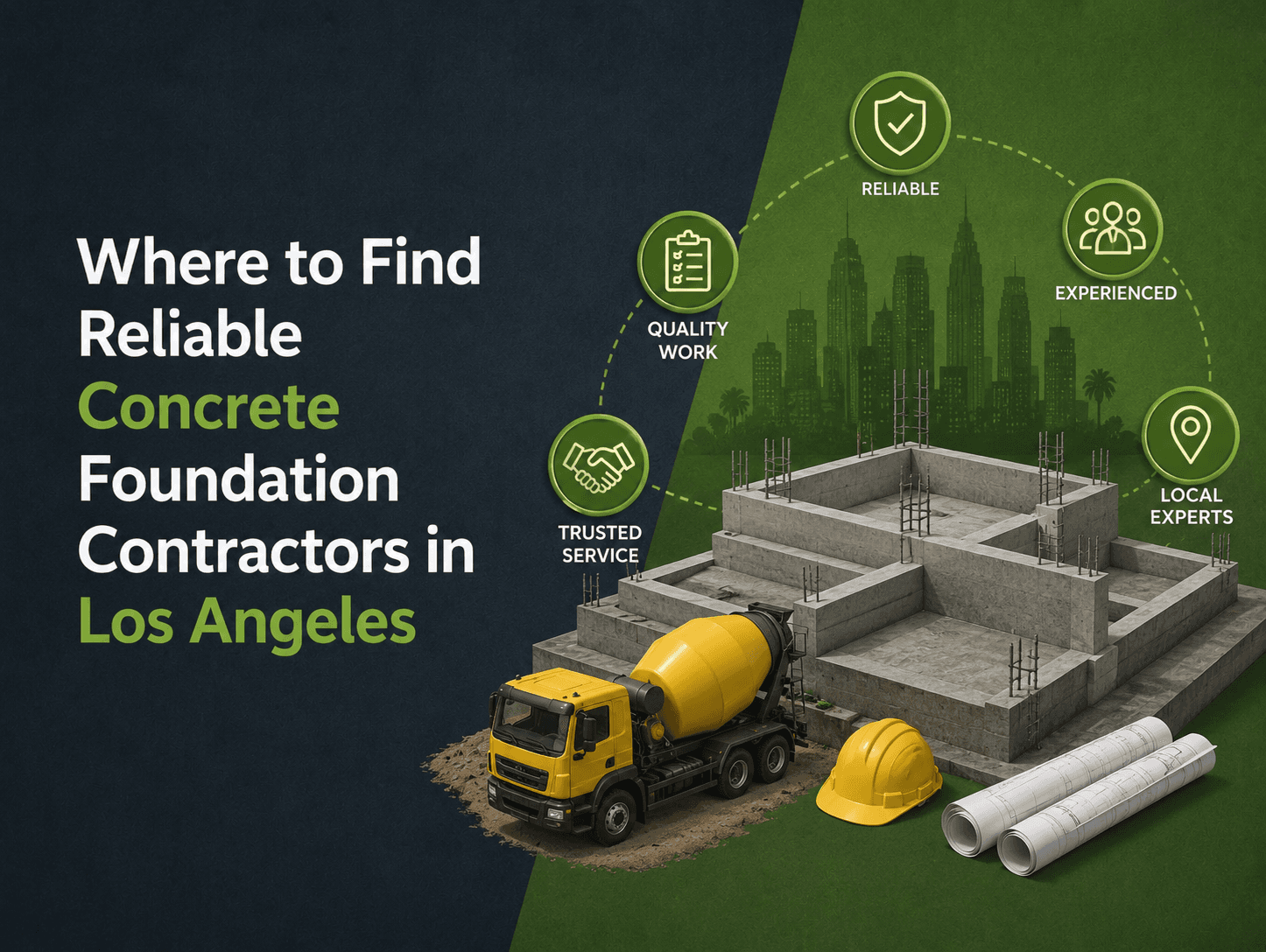 Concrete foundation contractors building residential homes in Los Angeles.