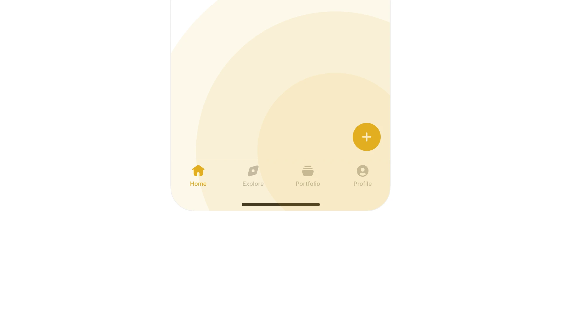 Mobile navigation interface with a large, easy-to-reach action button