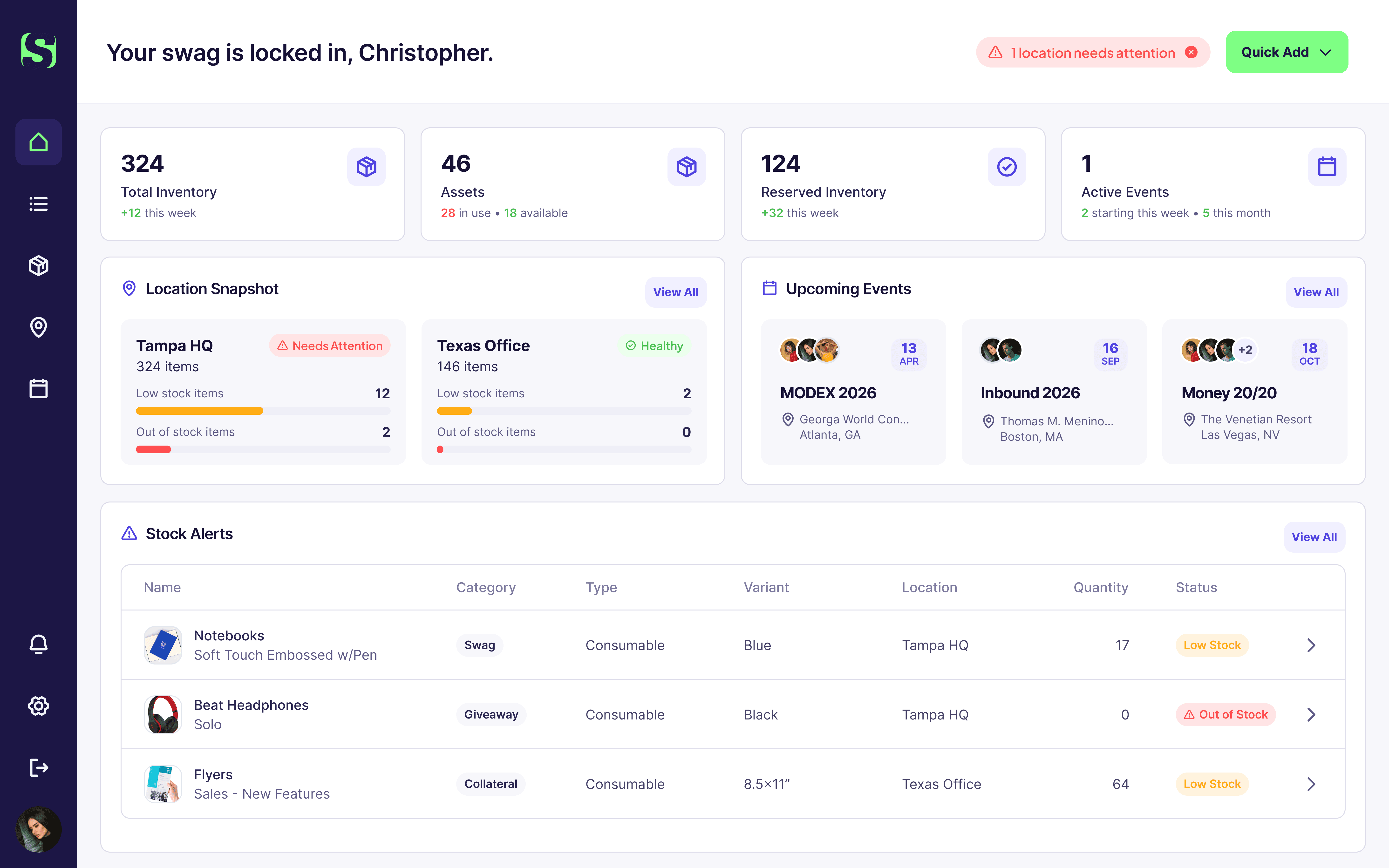 Swagtrackr Dashboard