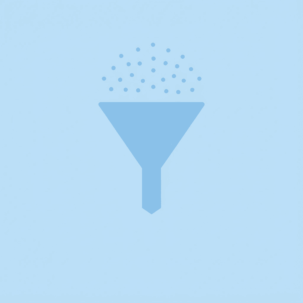 Funnel diagram showing many craft and activity ideas flowing in, distilling down to one organized curriculum progression