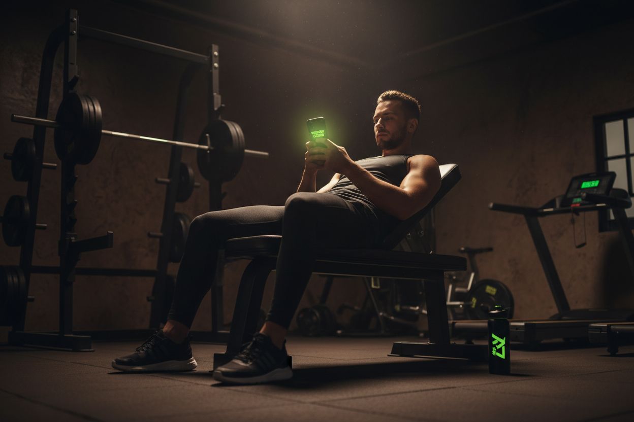 A person recording a workout on a phone