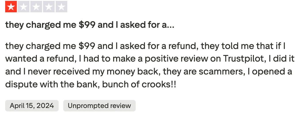 BigSpy review about refund and Trustpilot review issues