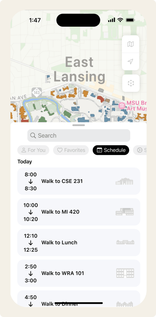 Mockup of Schedule View