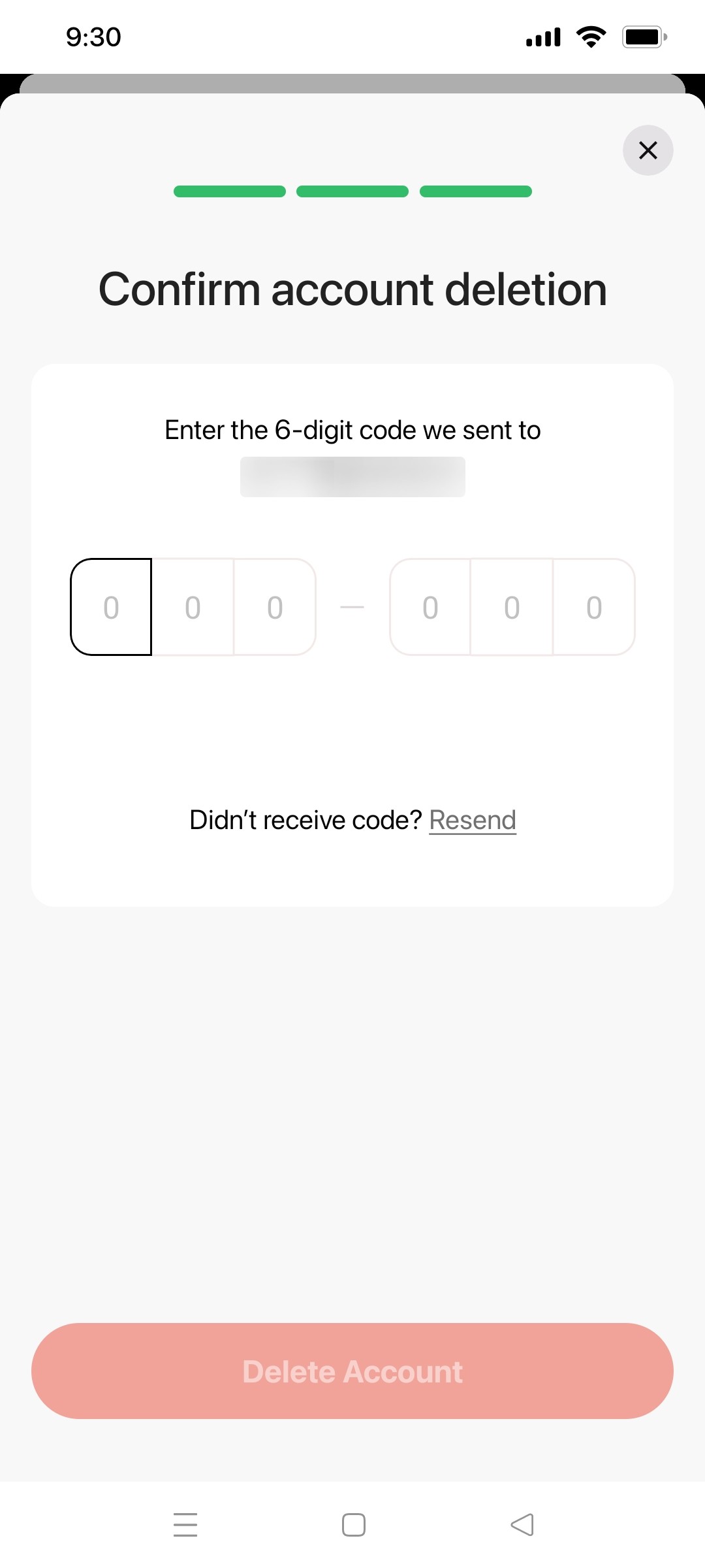 buy me a coffee Delete account 4 screen