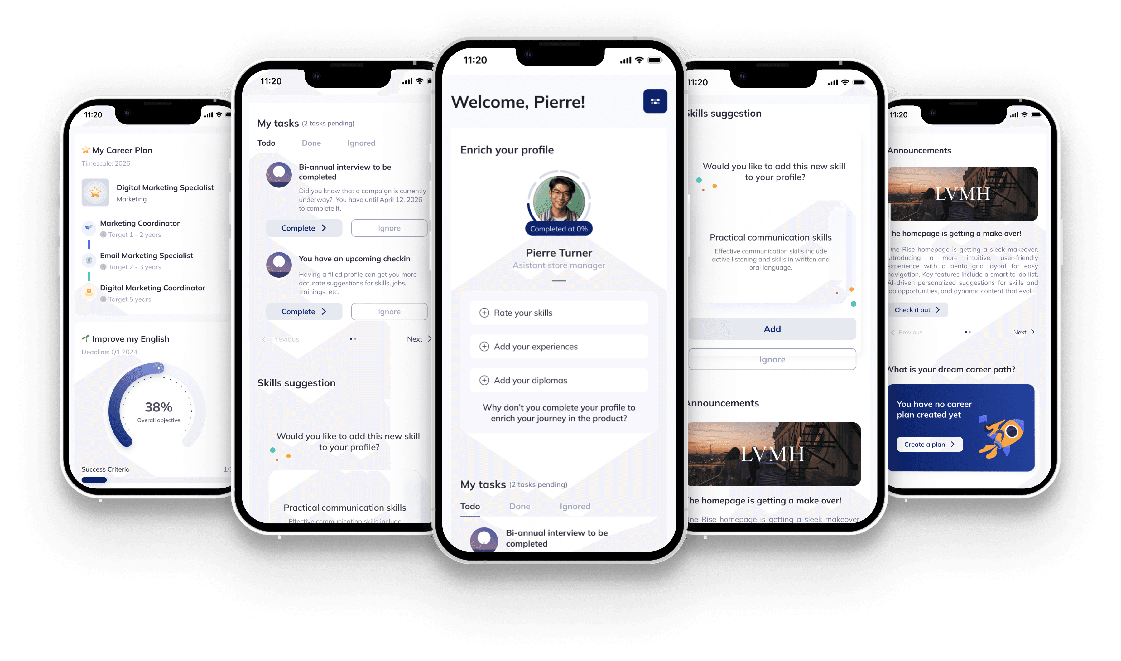 Mobile screens mockup showing the new homepage of the Talent Marketplace