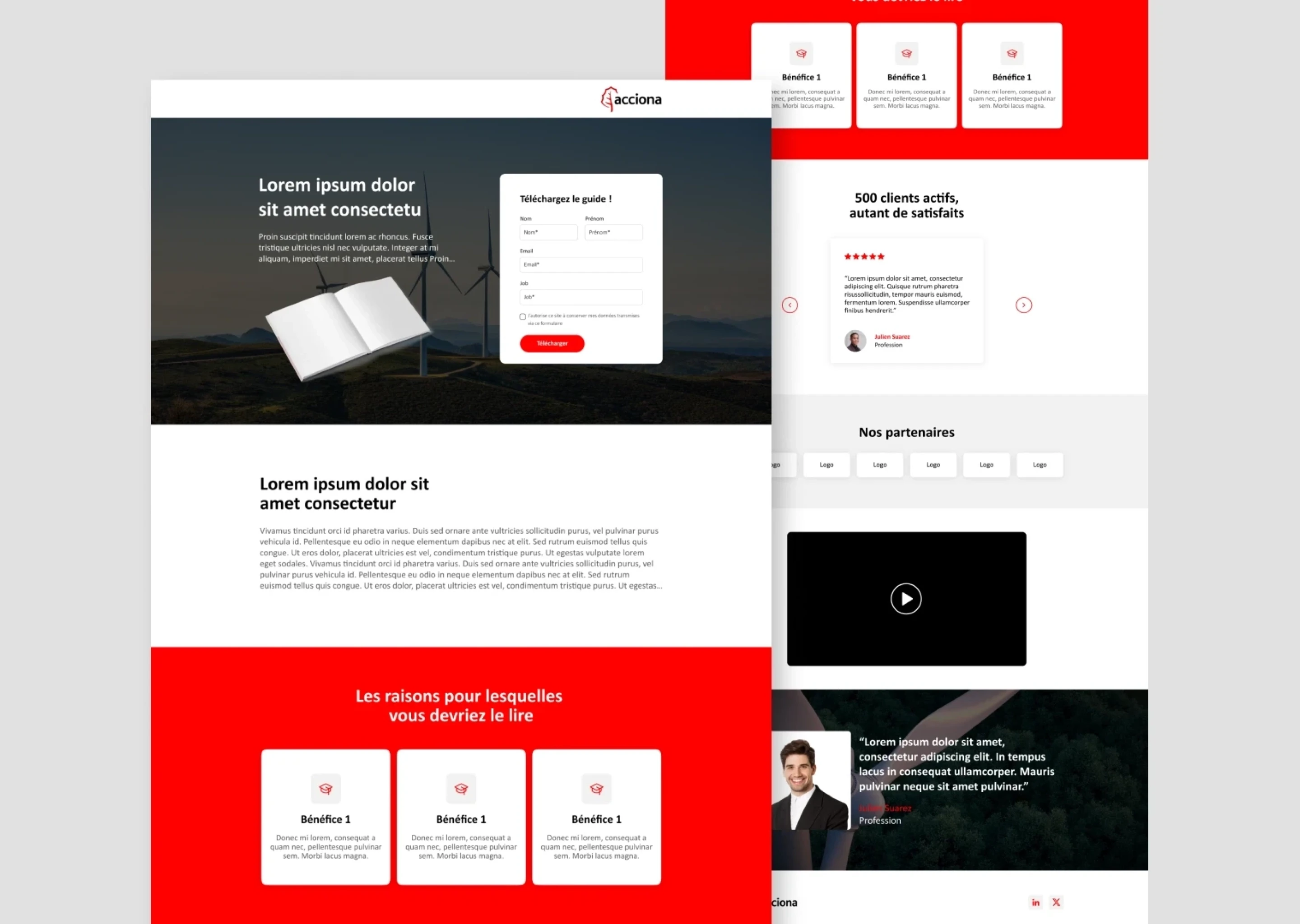 Mockup de landing page crées pour des entreprises B2B, conçu par un web brand et UX UI designer basé à Rennes et à Paris, spécialisé en design de sites web et de branding de marques