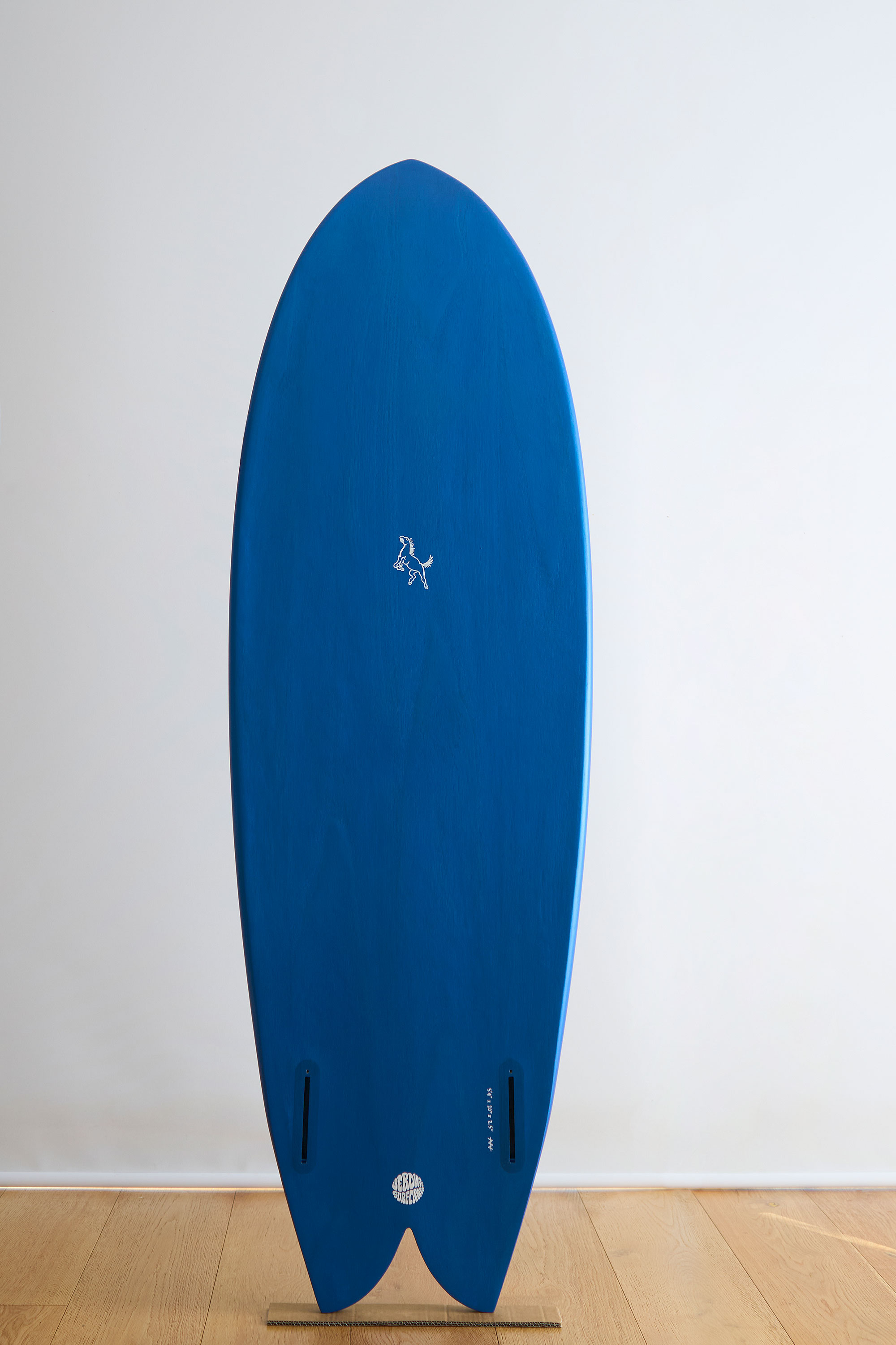 Retro fish twin fin timber surfboard