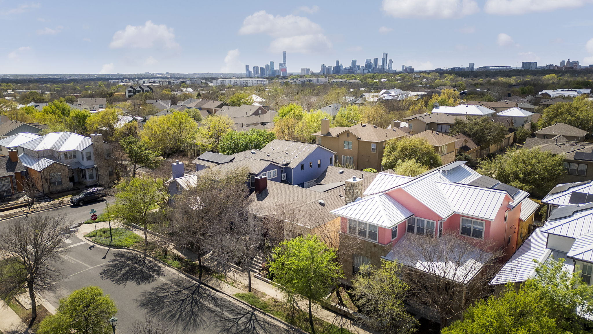 Aerial view of 4004 Pinckney St - minutes from Downtown Austin