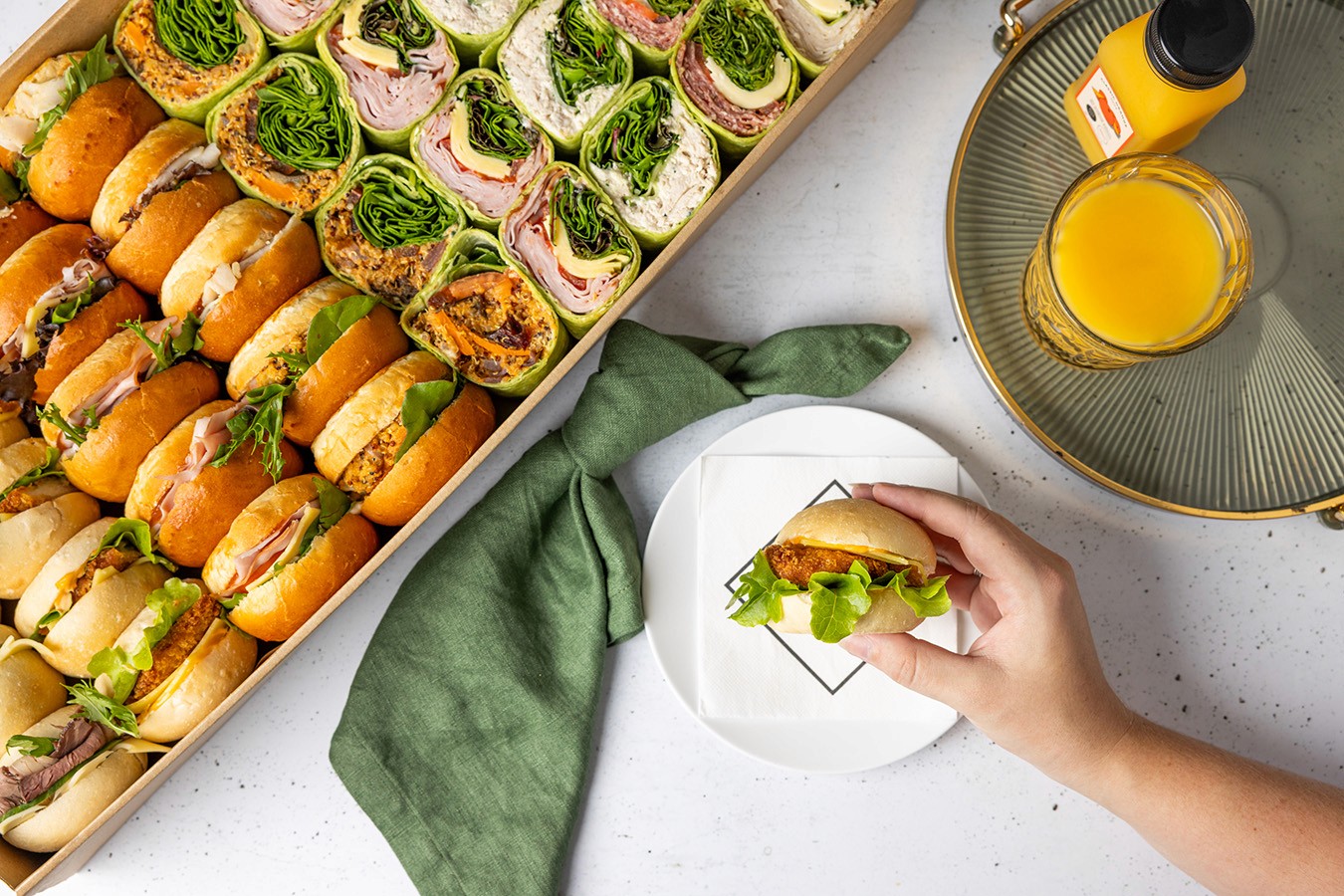 Box of assorted wraps and rolls