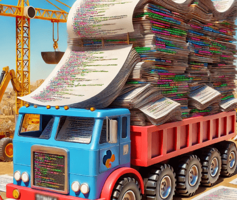 A truck carrying mountains of custom code