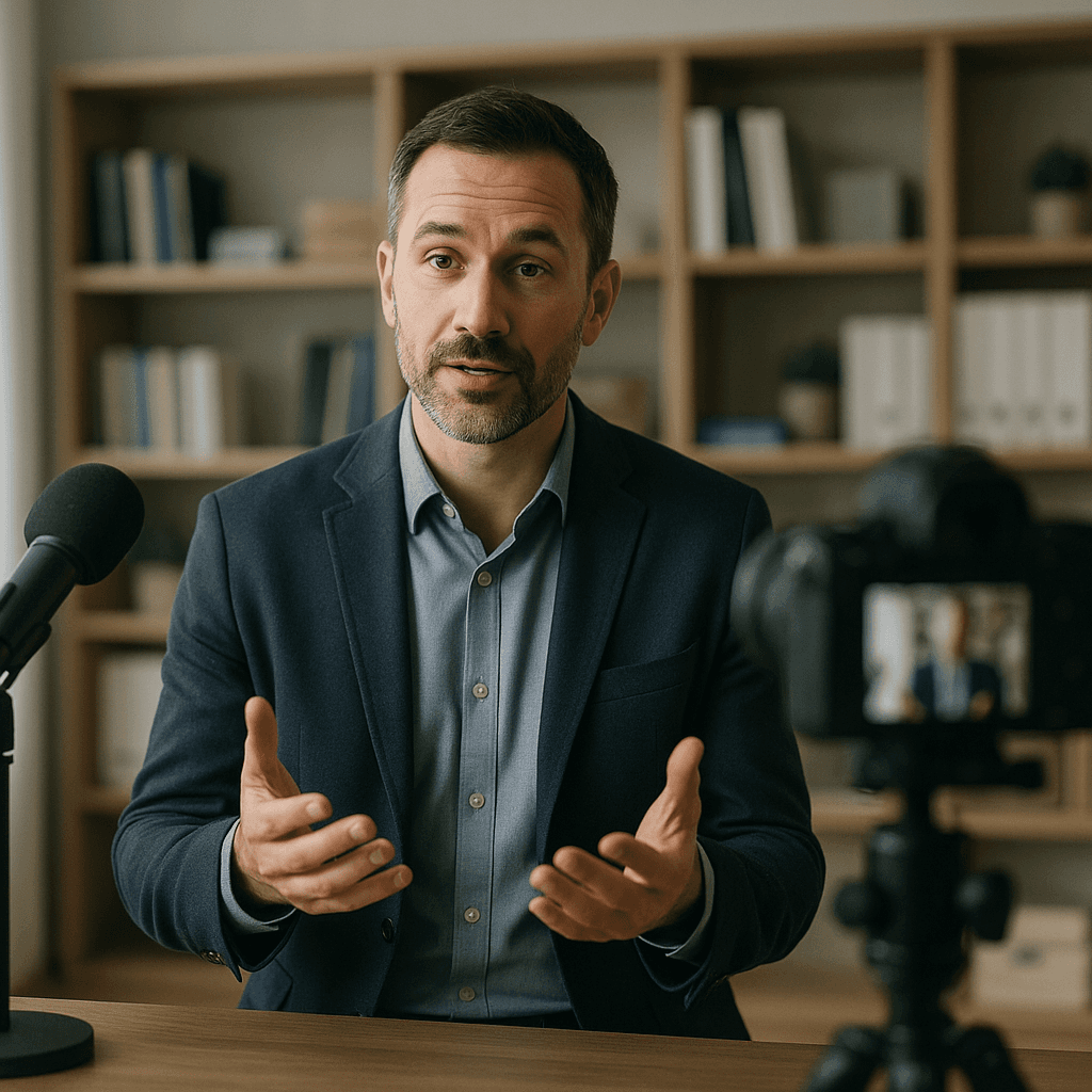 GMP trainer recording video to generate AI avatar