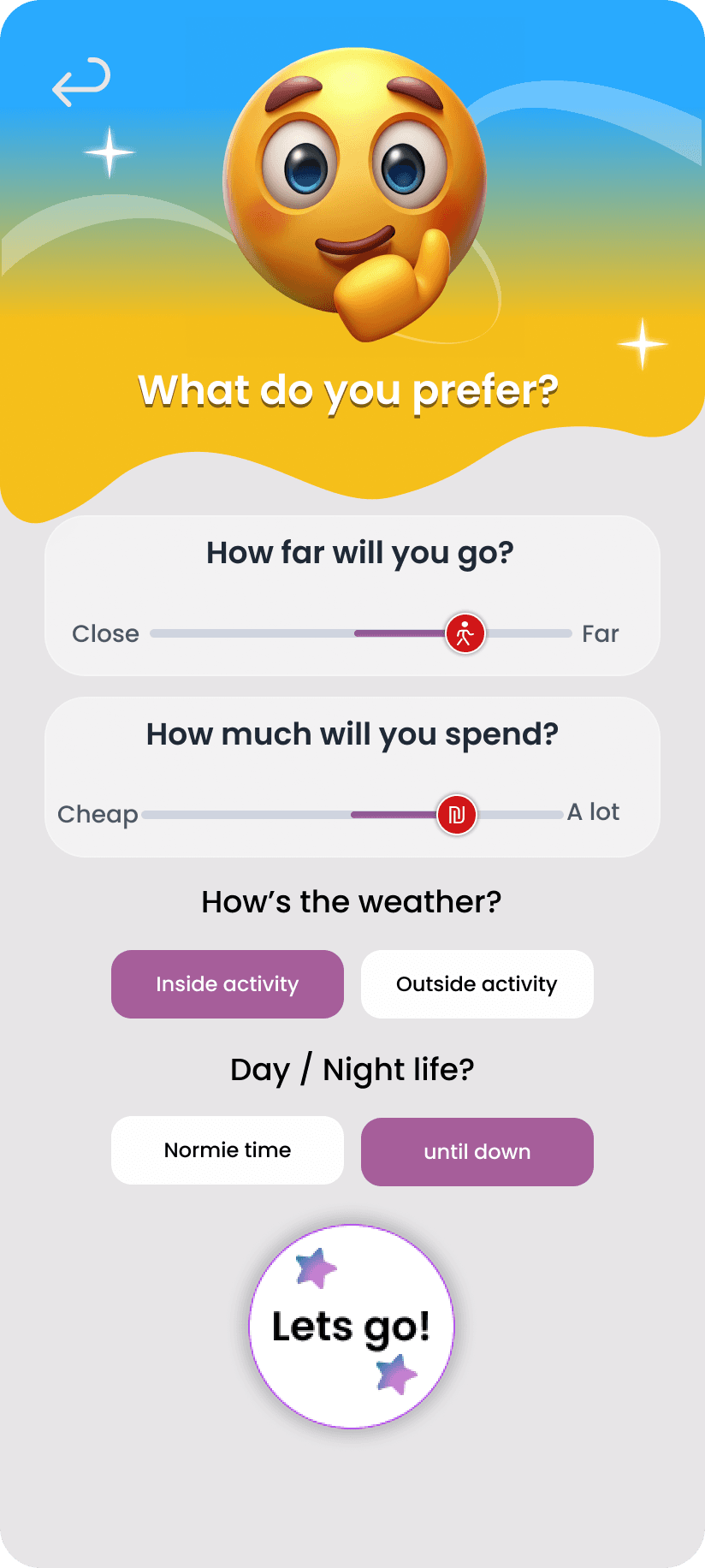 Preferences screen