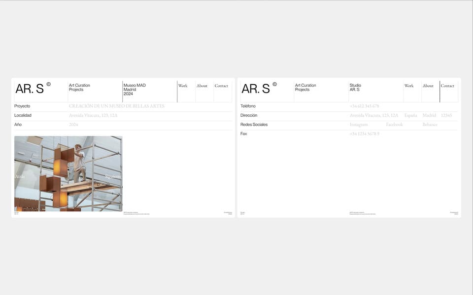 Two sections design of AR.S website.