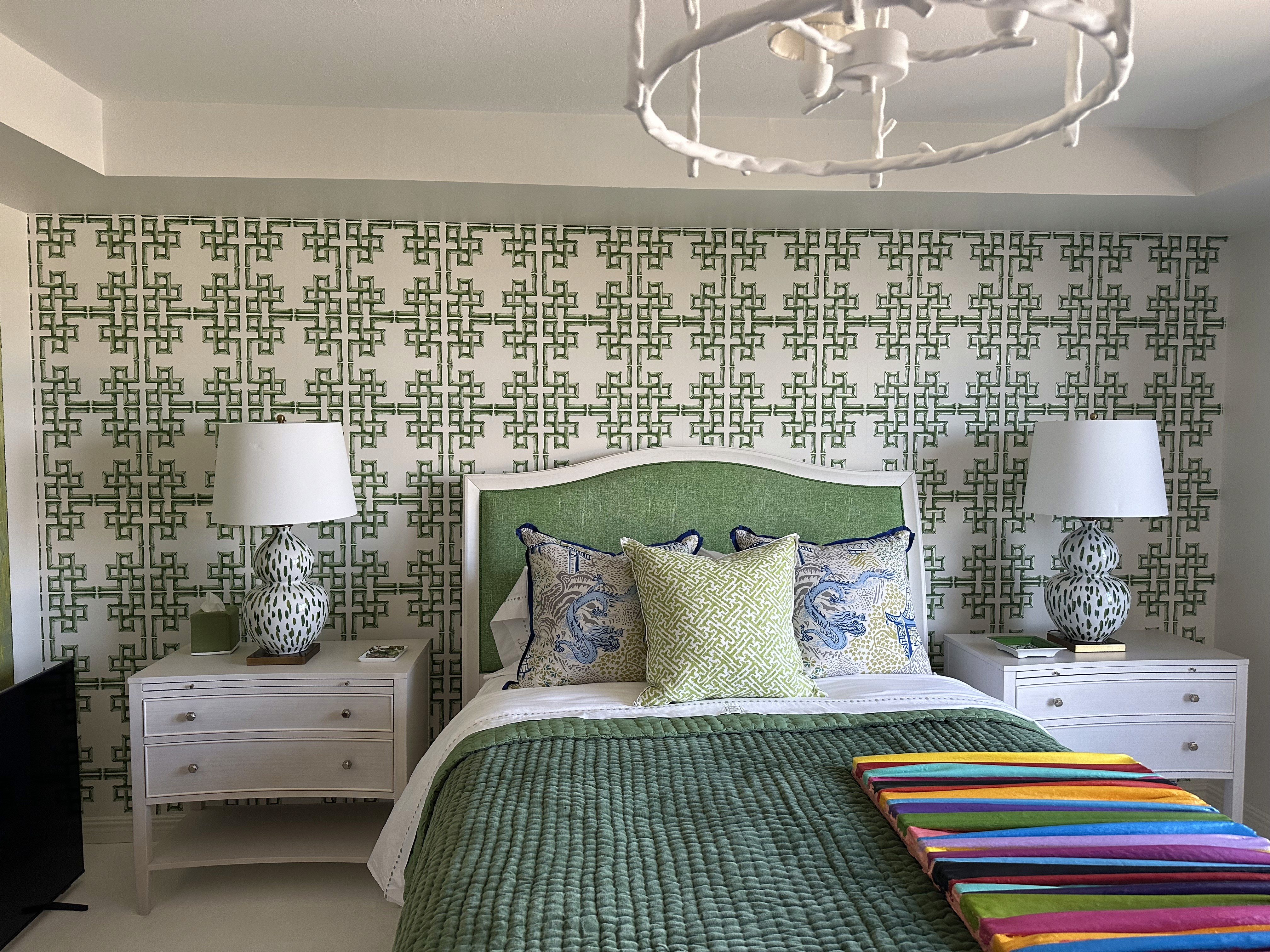 Bedroom feature wall wallpaper installation