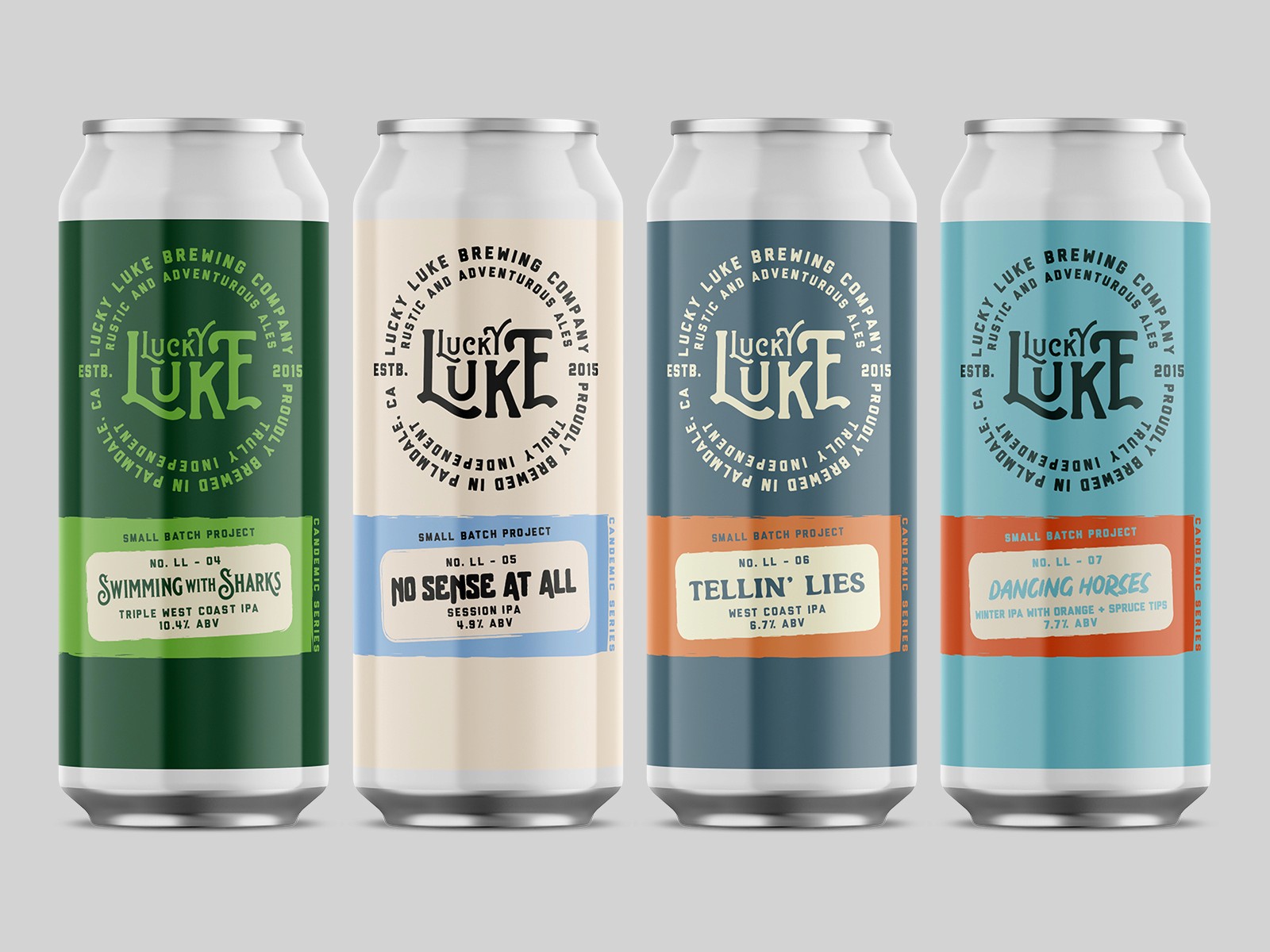 Lucky Luke seasonal can lineup in assorted colors