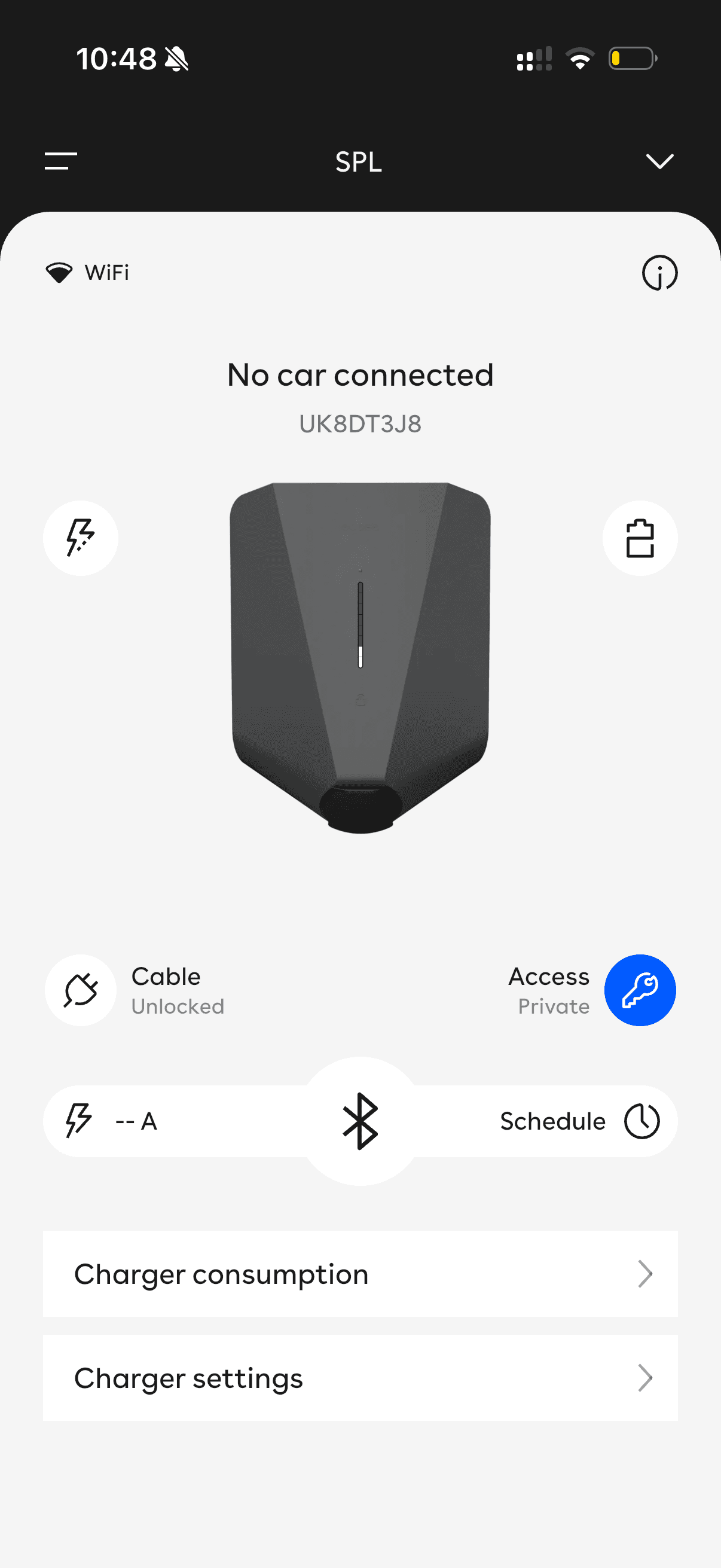 Easee app charger card view