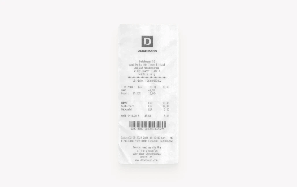 Deichmann receipt