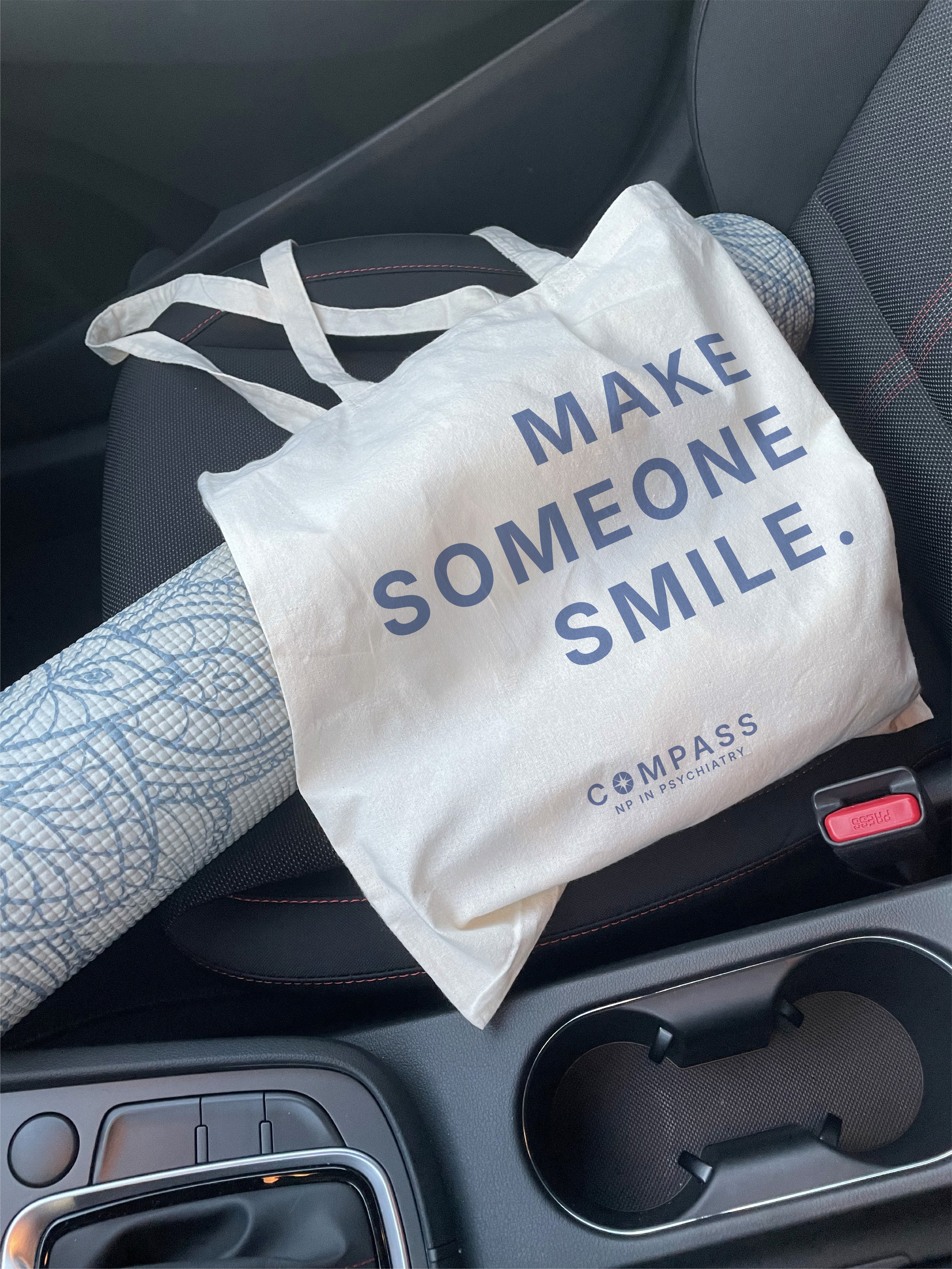 Compass NP in Psychiatry - Brand Design Totebag with Yoga mat Mockup