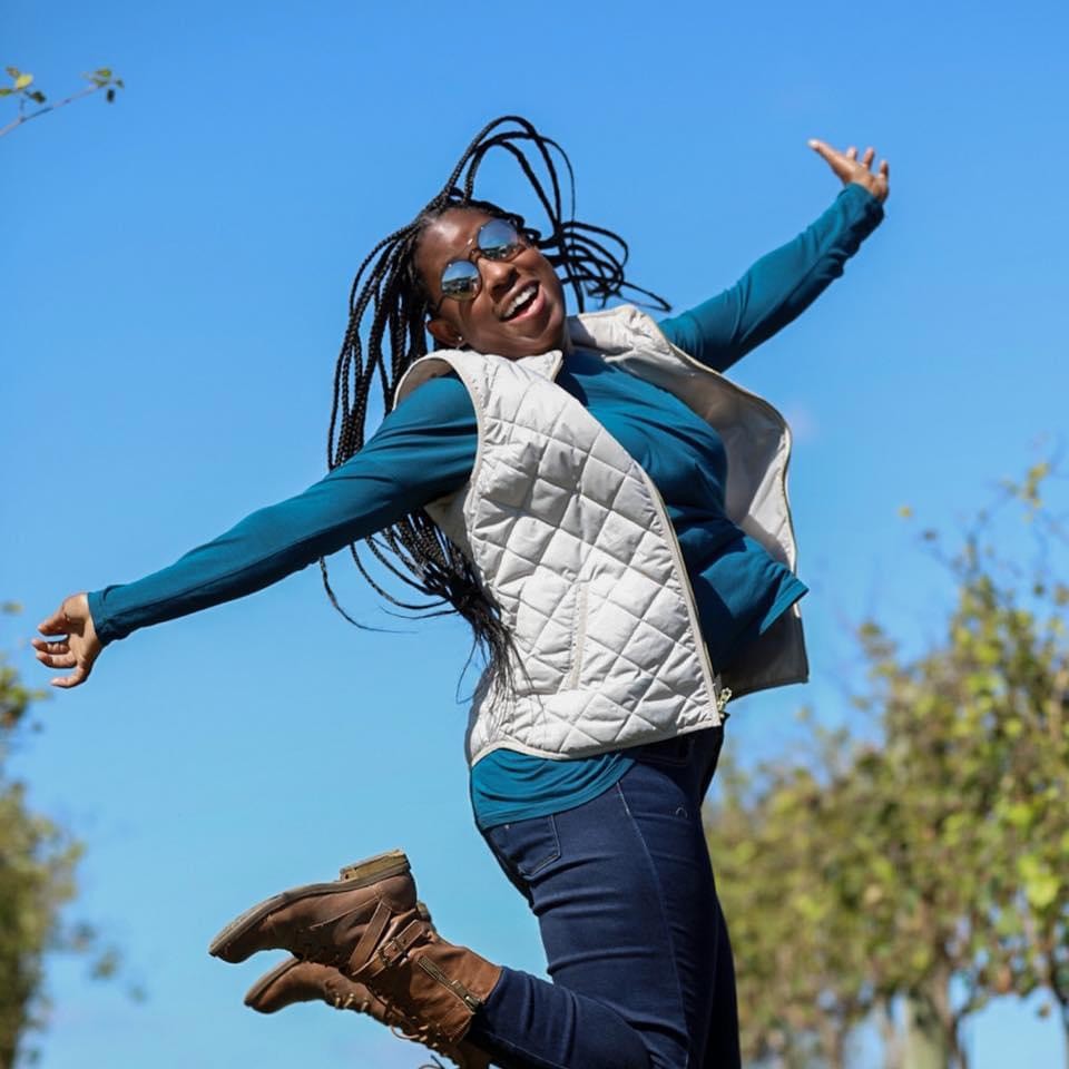 happy patient jumping